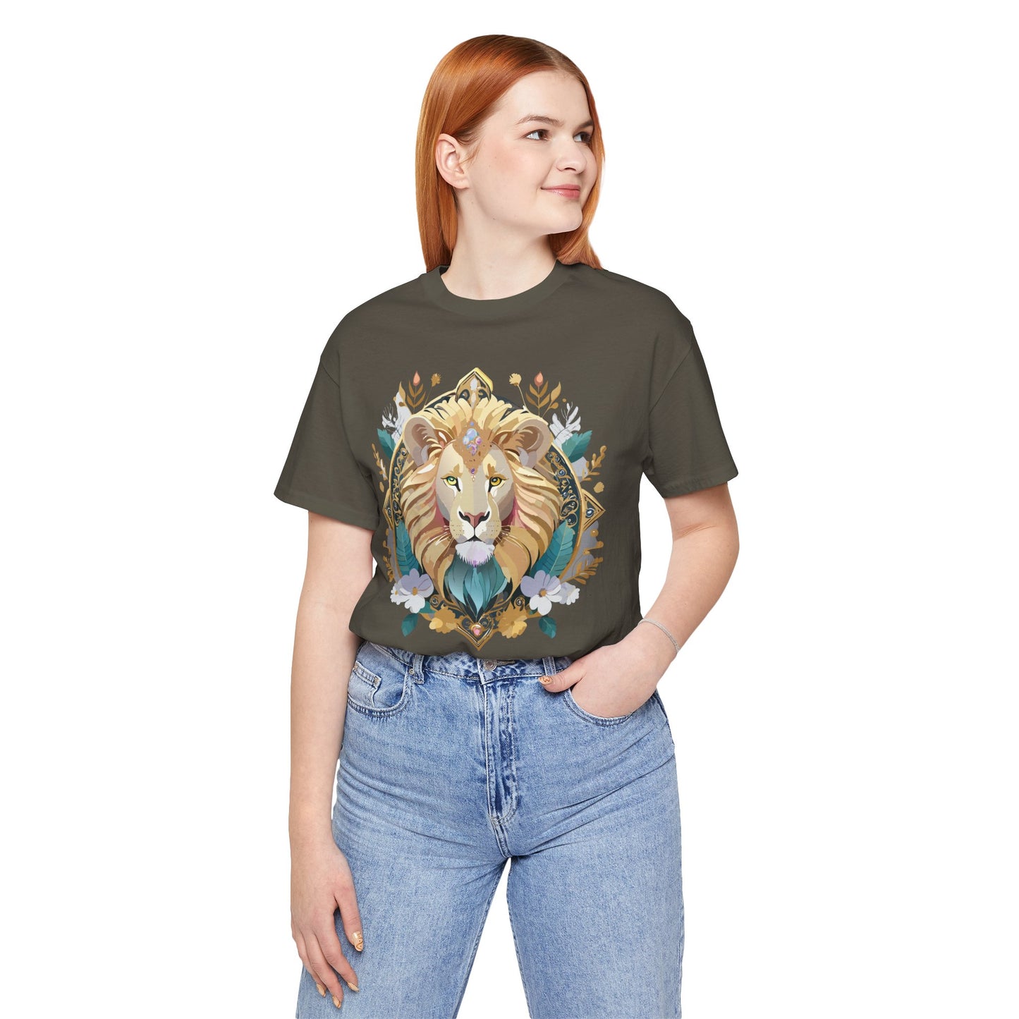 Unisex Lion Graphic Tee, Animal Shirt, Tee Shirt with Lion, Medallion T-Shirt, Animal Medallion Tees 2