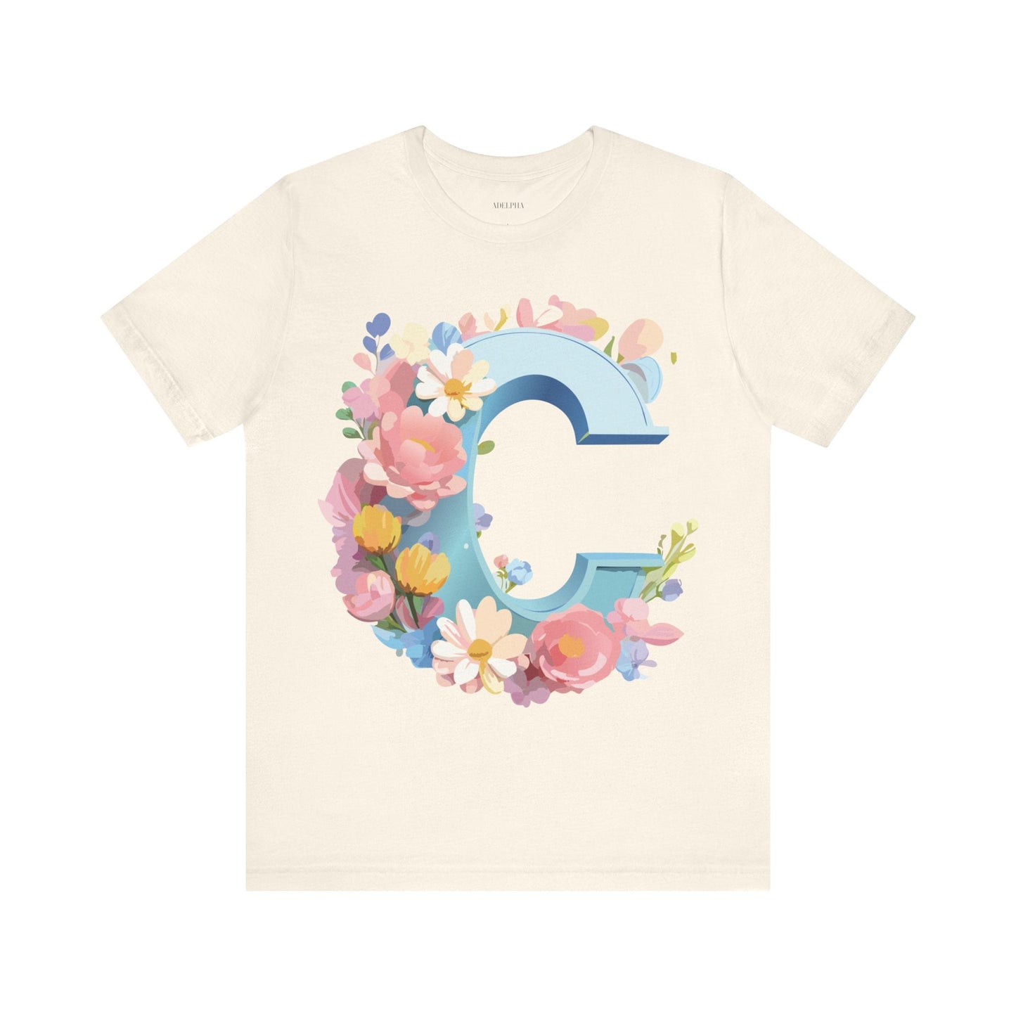 Letter C Shirt Graphic Tee Unisex Short Sleeve Vintage Art Adelpha Premium Quality