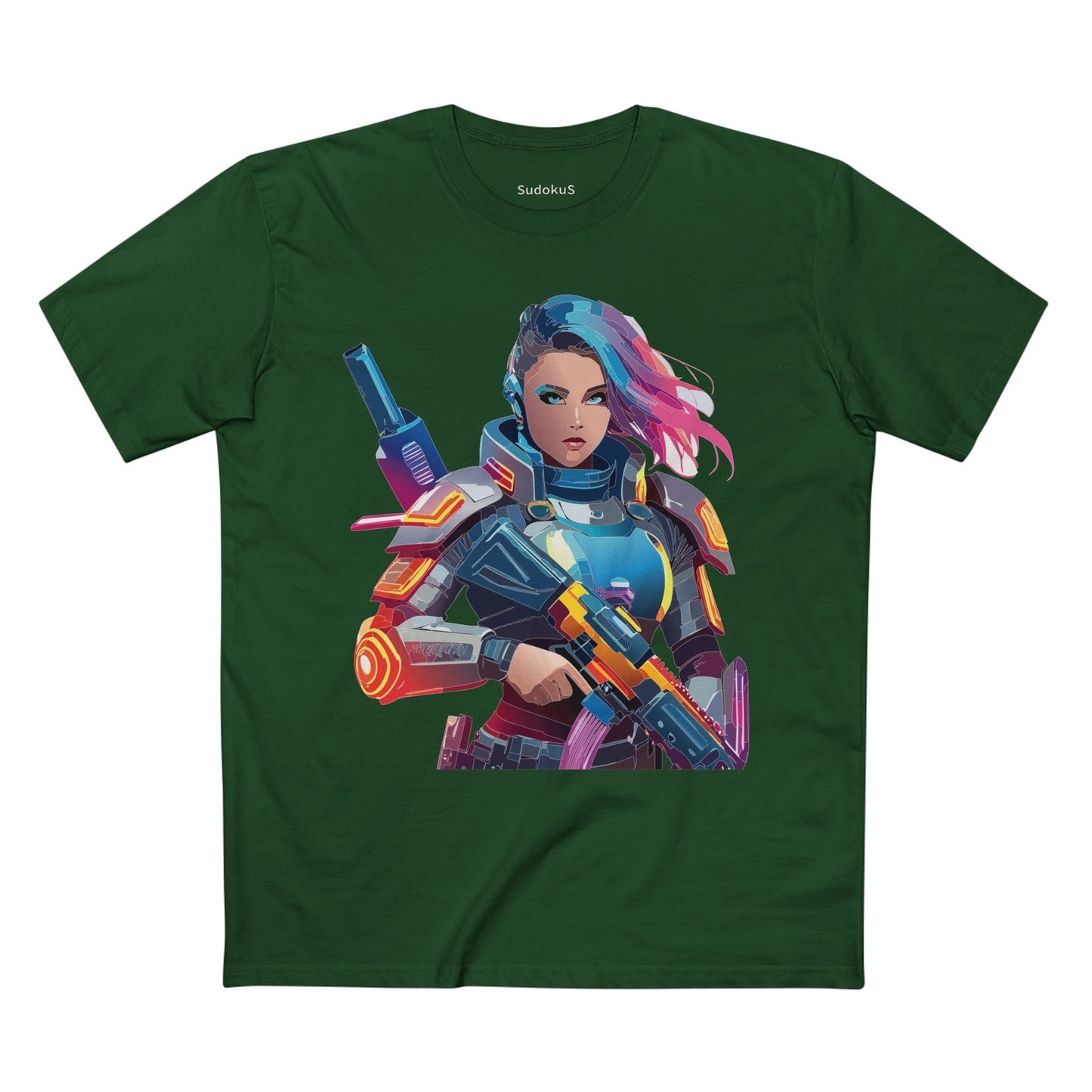 Army-woman Graphic Unisex 100 Cotton Staple Tee 23