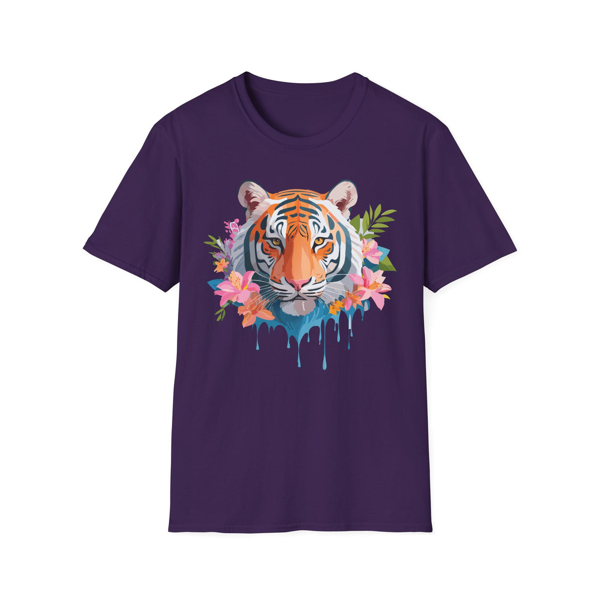 Floral Tiger Head T-Shirt | Watercolor Jungle Cat Tee