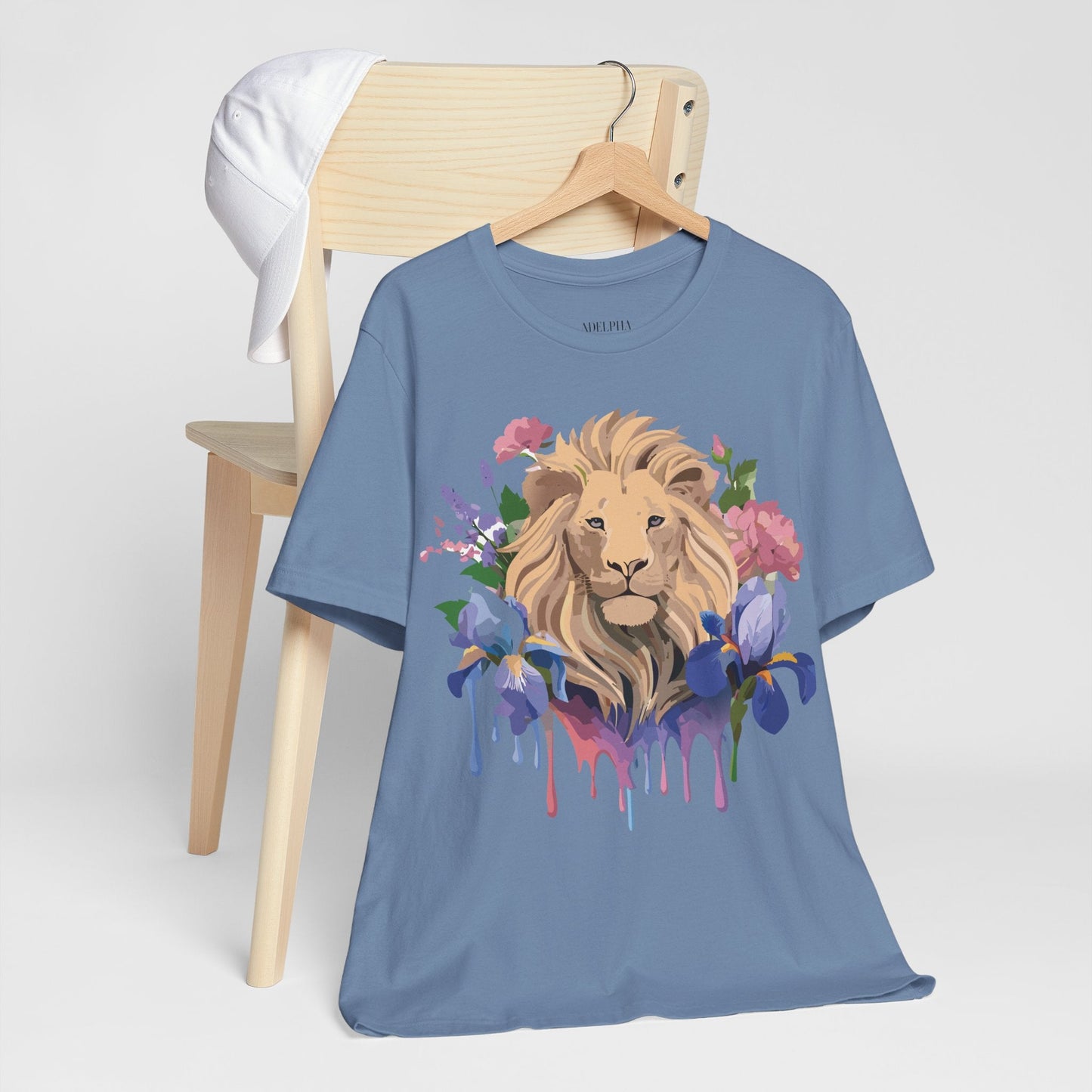 Adelpha Lion Shirt Unisex Graphic Tee Short Sleeve Vintage Style Lion Design Artwork