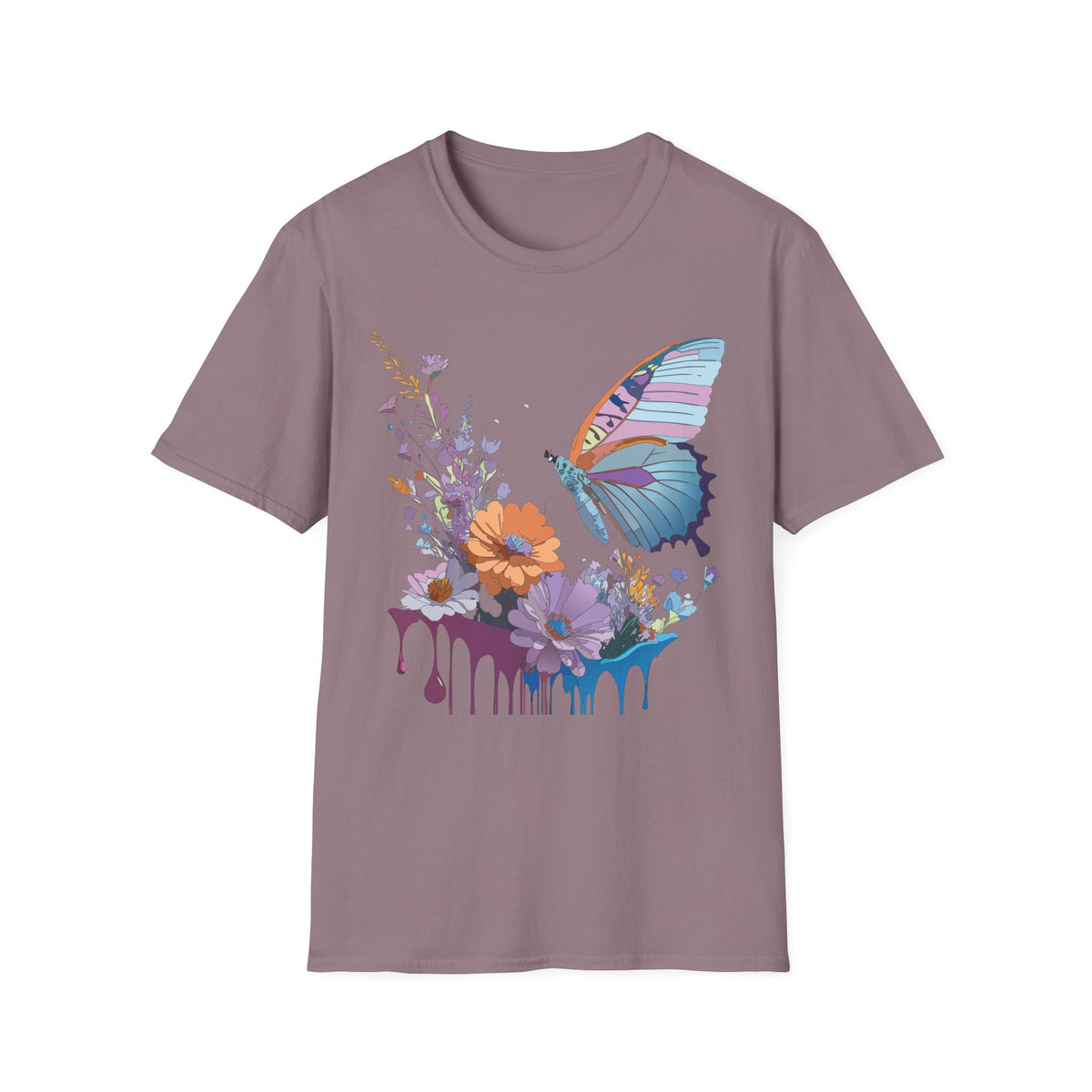 Butterfly Floral Graphic Design Unisex 100 Cotton Gildan T-Shirt