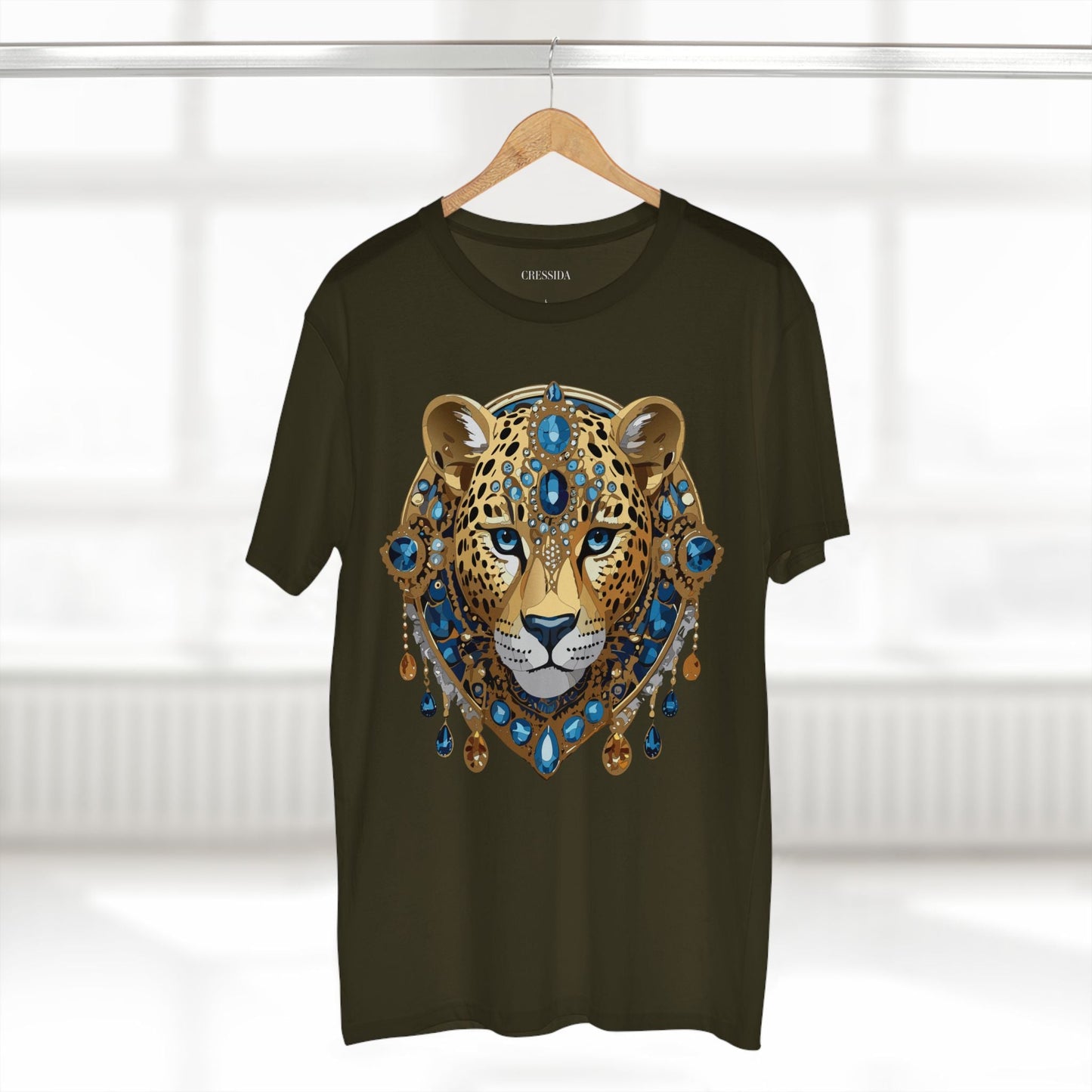 Cheetah Graphic Unisex 100 Cotton Tee With Unique Animal Golden Medallion Art Design 47