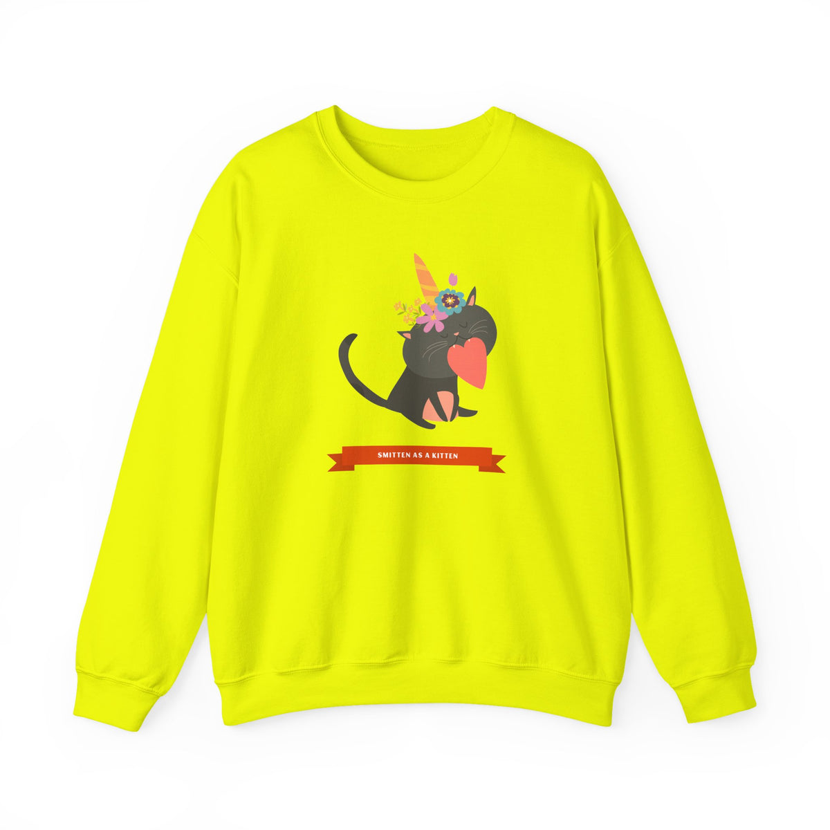 Cat Graphic Valentine's Day Sweatshirt Unisex 50/50 Cotton-Poly Animal Sweatshirt w06
