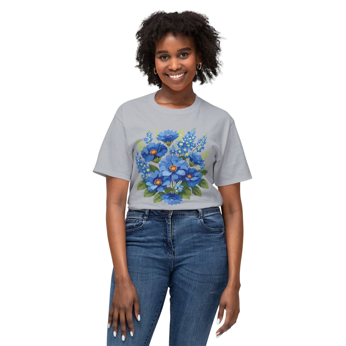 Unisex Floral Art T Shirt Cotton Tee With Vintage Flowers Art Print Breathable USA Made
