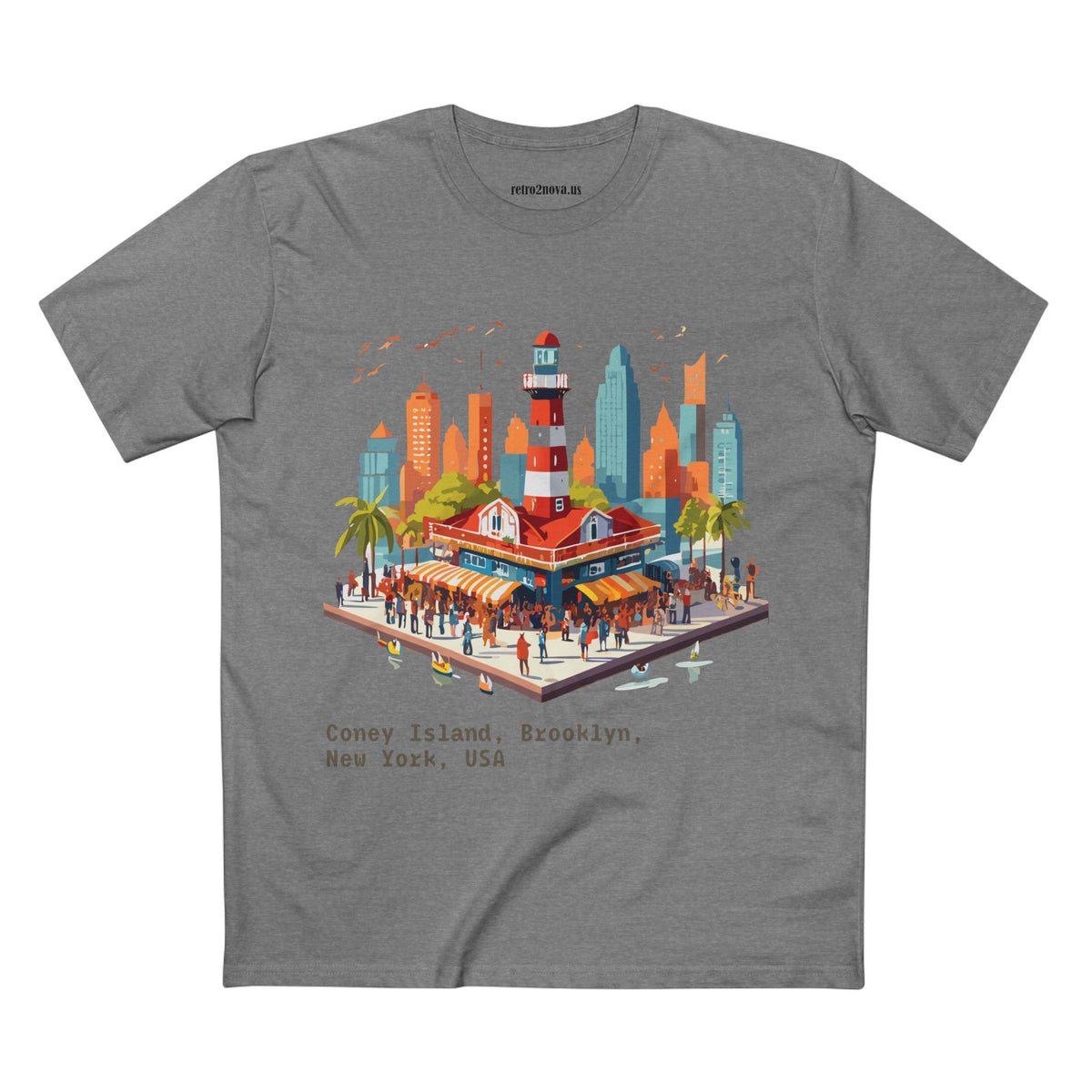 Coney Island Brooklyn New York Tee | Cityscape Lighthouse Illustration