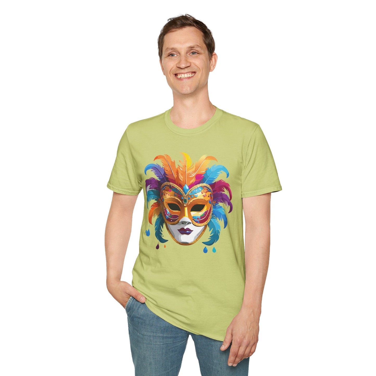 Mask Tee Shirt Unisex Masquerade Design Art Graphic Gildan Softstyle 64000 Cotton Tee