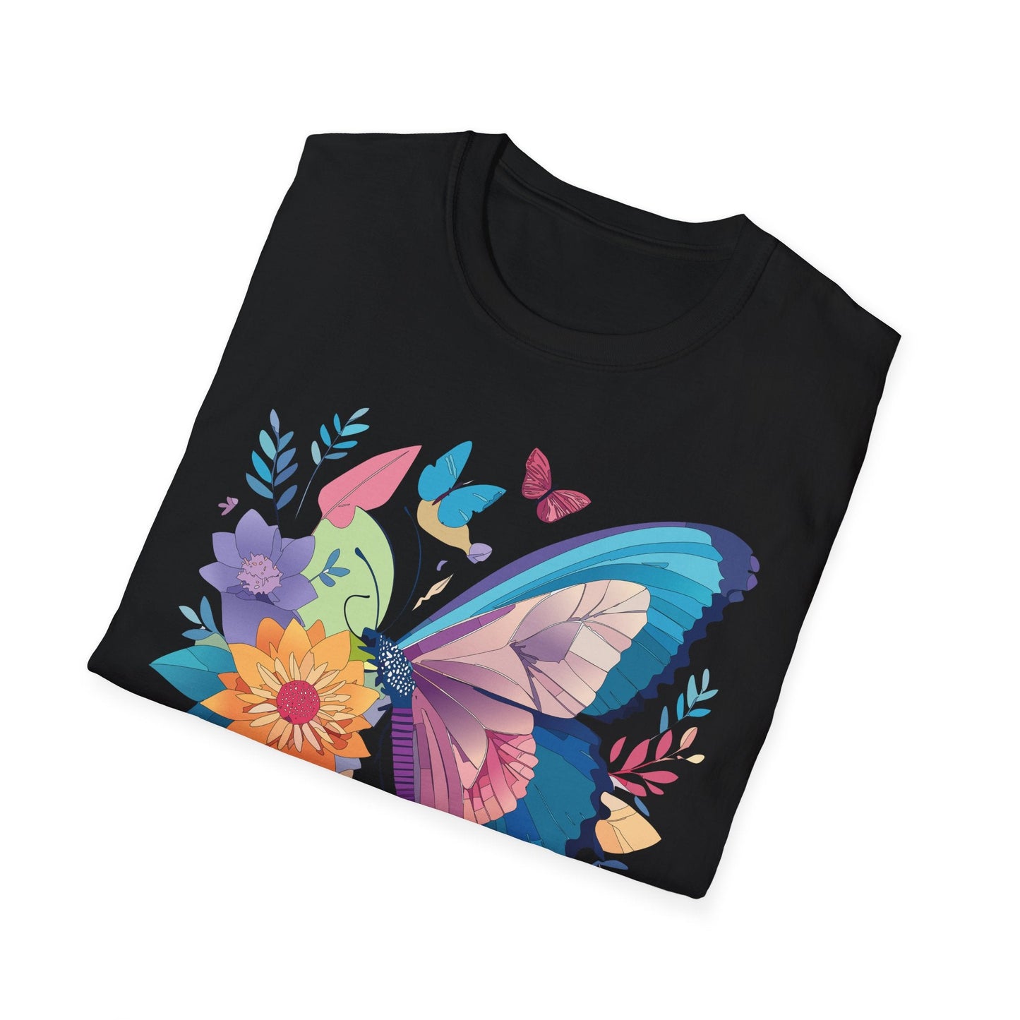 Gildan Butterfly T Shirt Unisex Softstyle 64000 Monarch Print Lightweight Breathable Cotton Tee