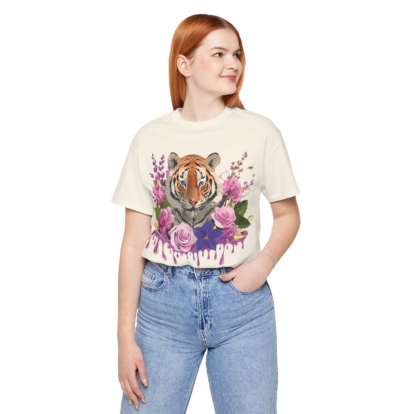 Tiger Graphic Tee Unisex Short Sleeve Vintage Inspired Art Design By Adelpha Premium