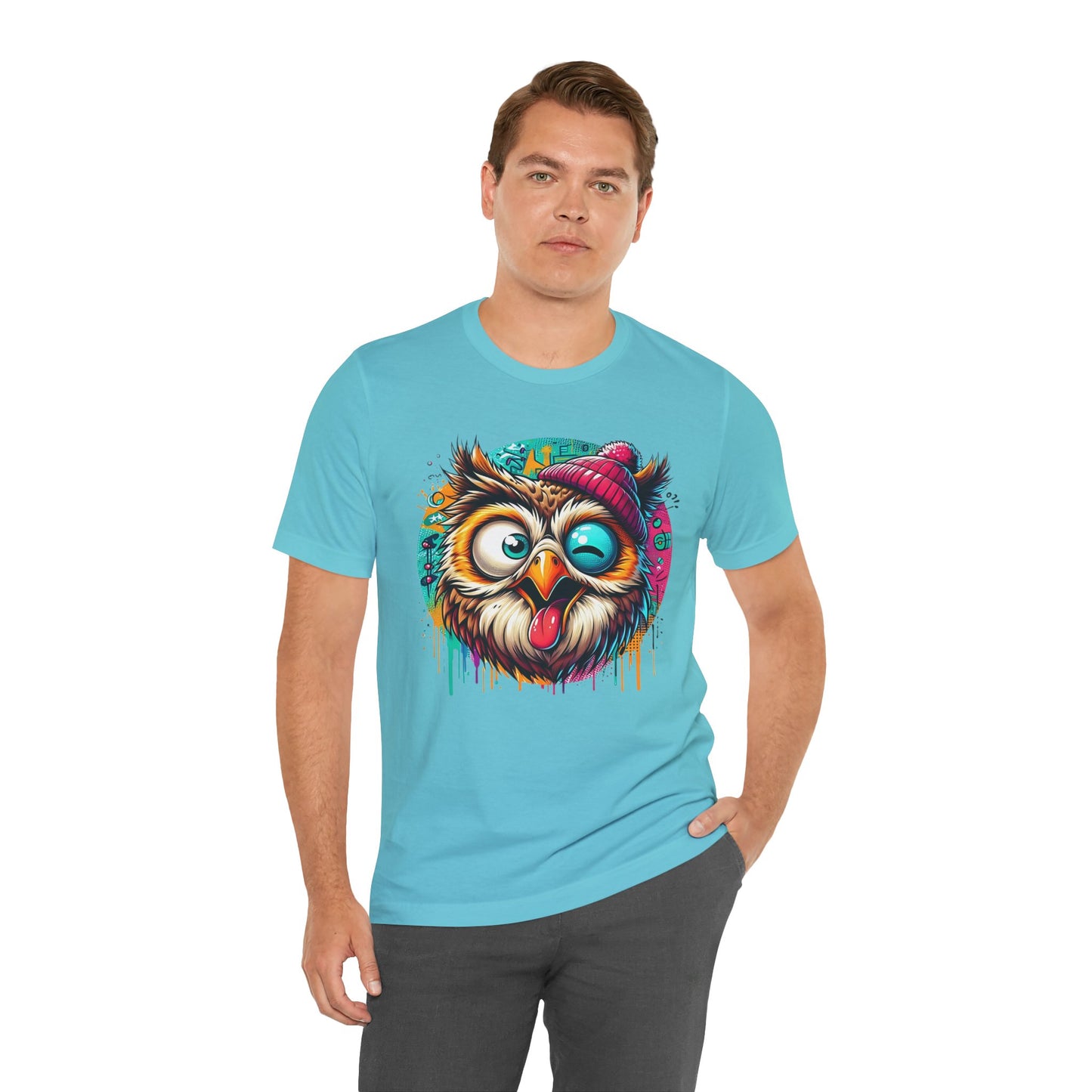 Colorful Owl Graphic Tee, Fun Owl Shirt, Funny Bird Shirt, Cute Cartoon Tees, Animal T-Shirt, Animal Tees, Art Design T-Shirt
