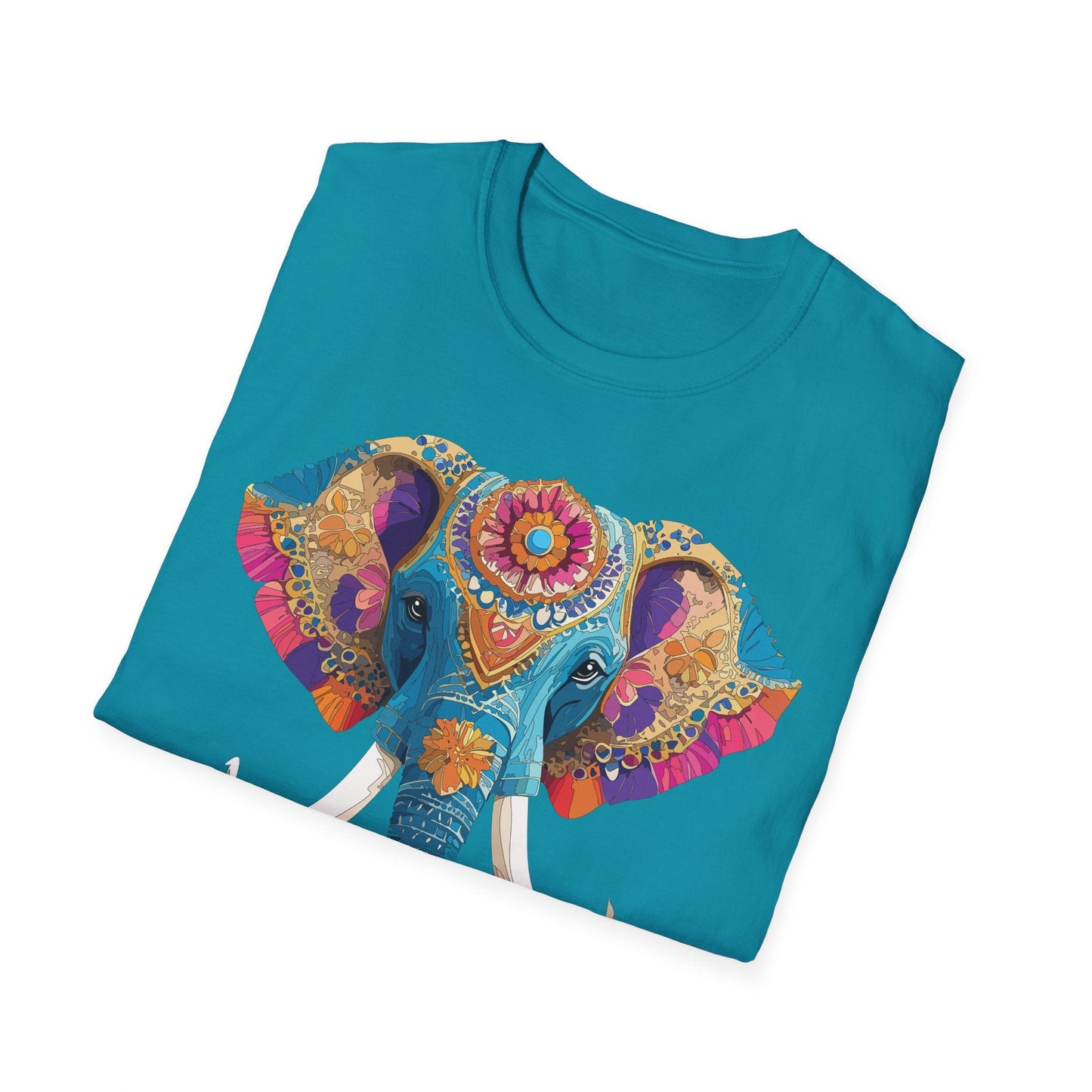 Unisex Elephant Graphic Tee Gildan Softstyle Cotton T Shirt Animal Print Comfortable Wear