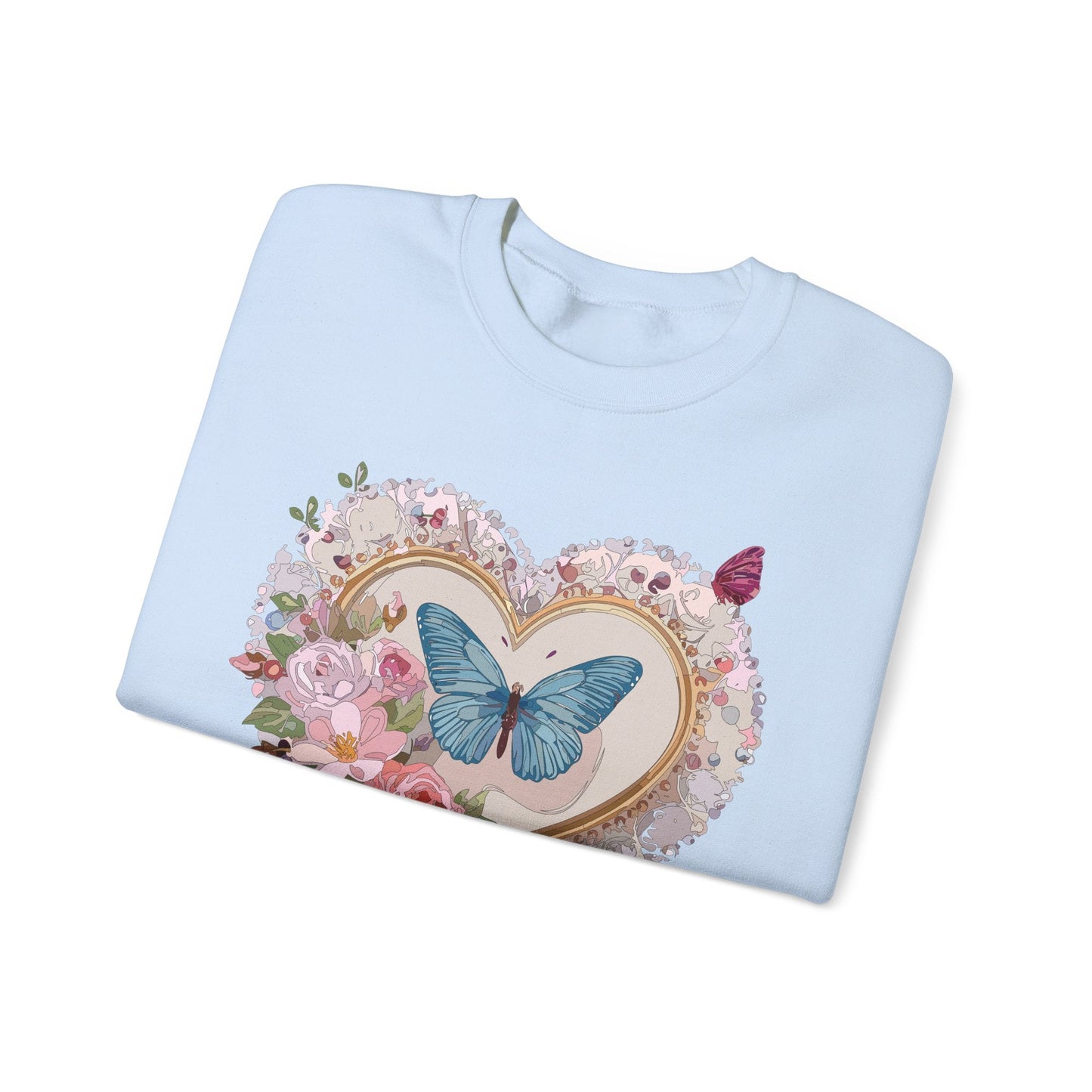 Floral Heart Unisex Crewneck Sweatshirt Valentines Floral Love Gildan 18000 Heavy Blend
