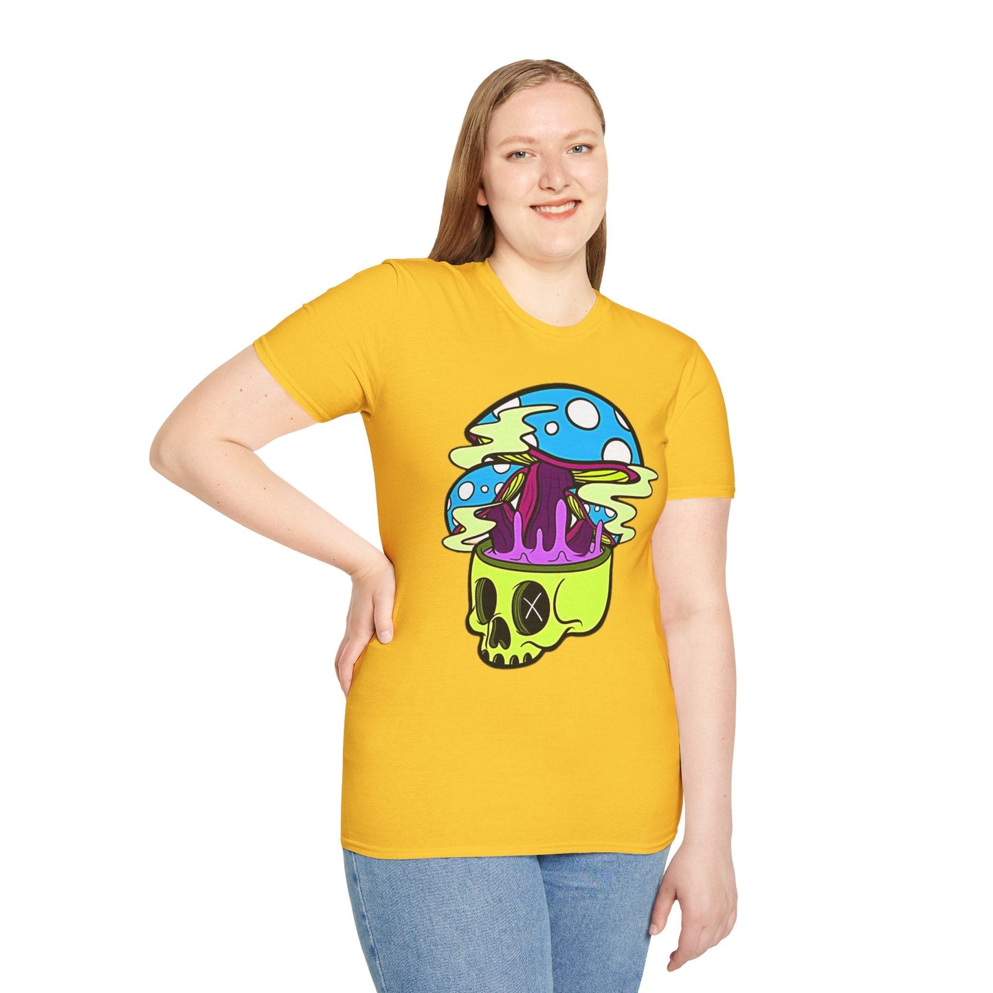 Skull Tee Shirt Unisex Skeleton Shirt With Art Design Gildan Softstyle Cotton Tee