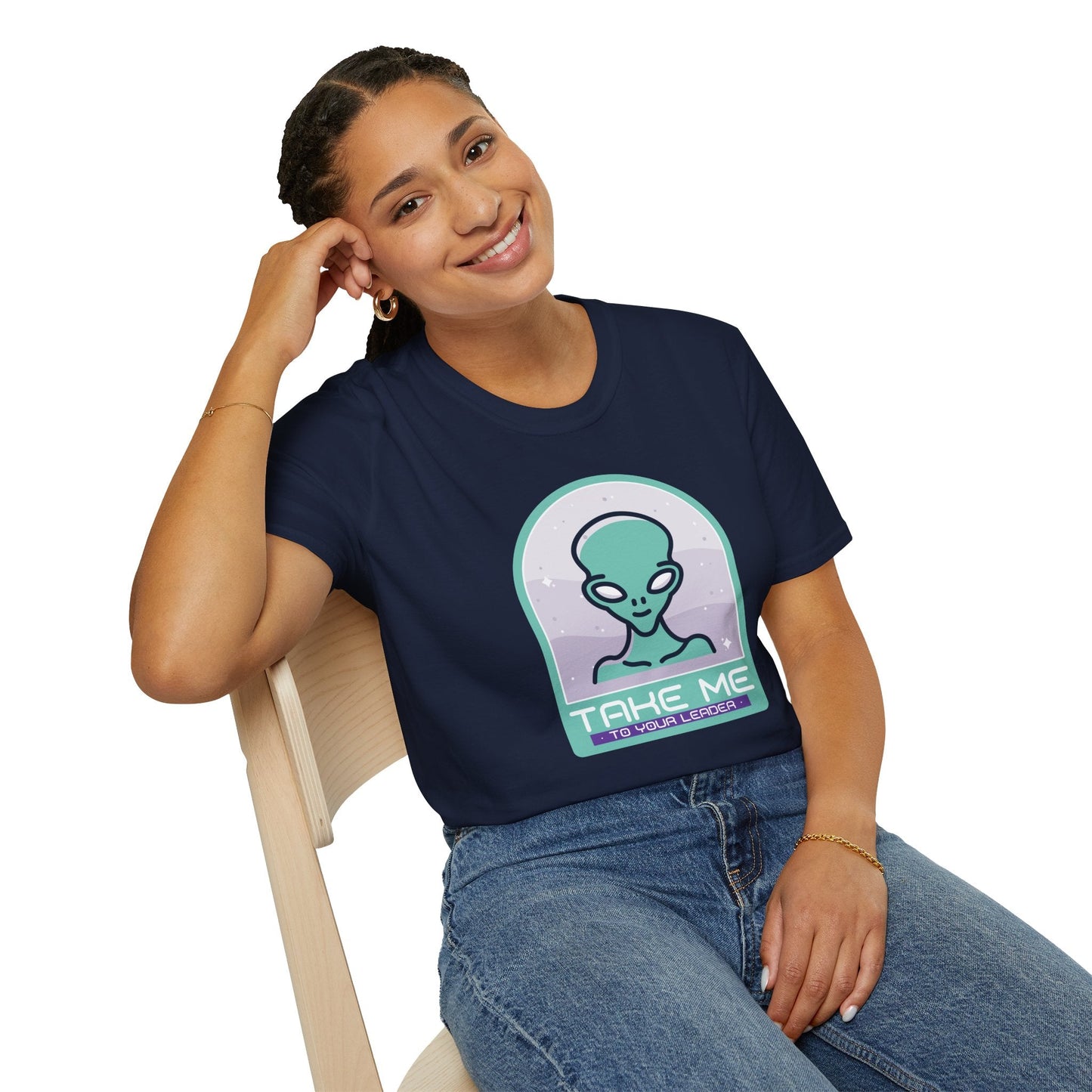 Alien Graphic TShirt  Take Me to Your Leader Retro Space Tee