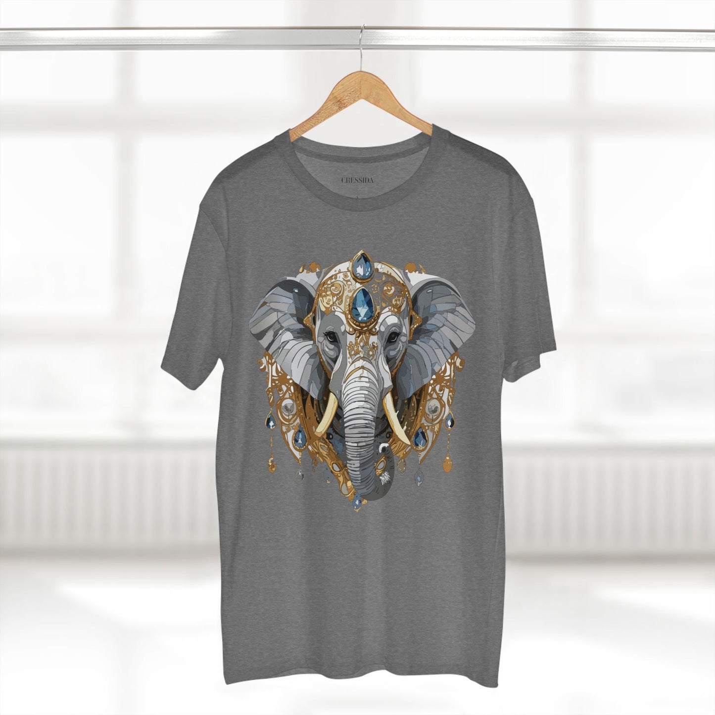 Elephant Graphic Unisex 100 Cotton Tee With Unique Animal Golden Medallion Art Design 37