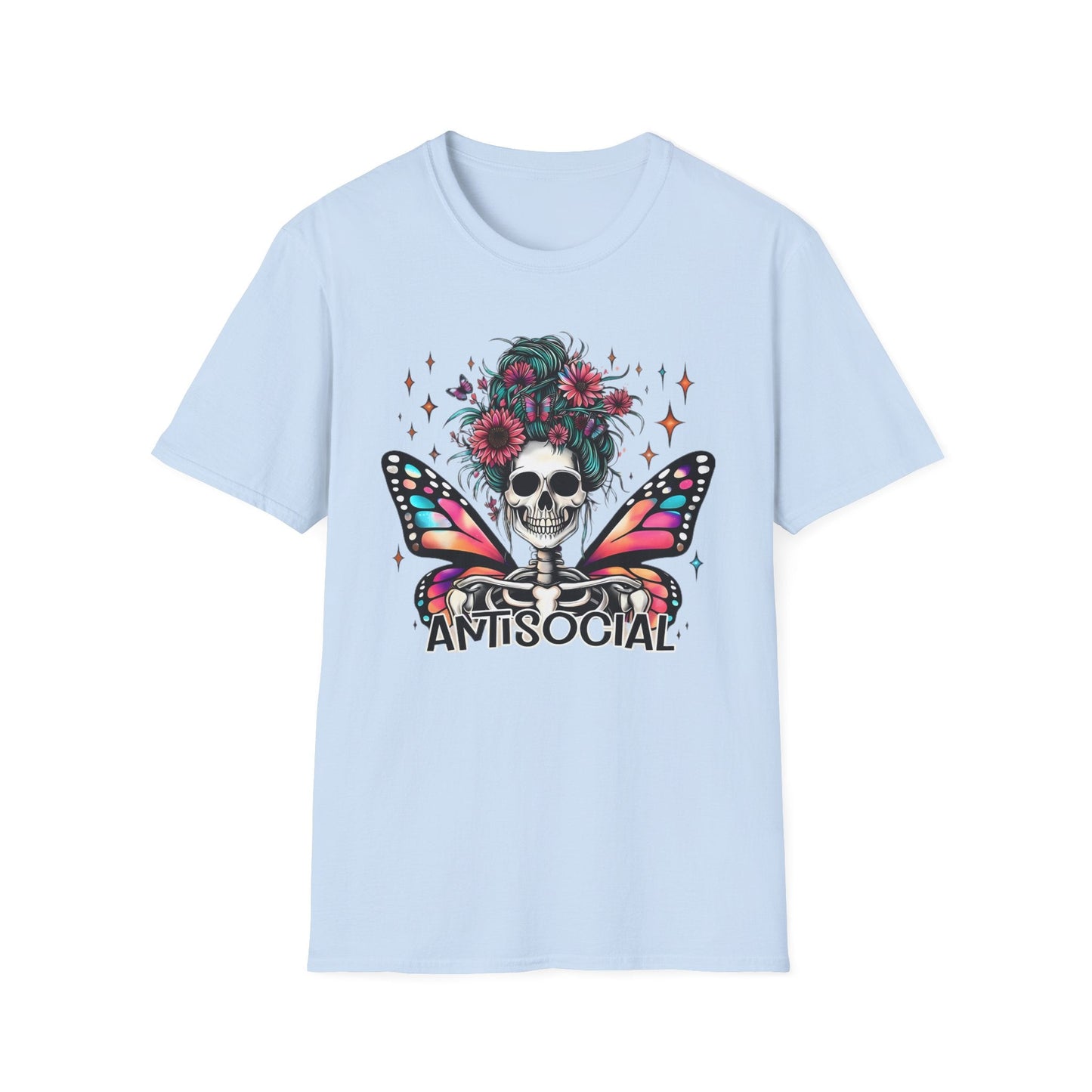 Unisex Skull Graphic Tee Shirt Short Sleeve Skeleton Gildan Softstyle 64000 100 Ring Spun Cotton