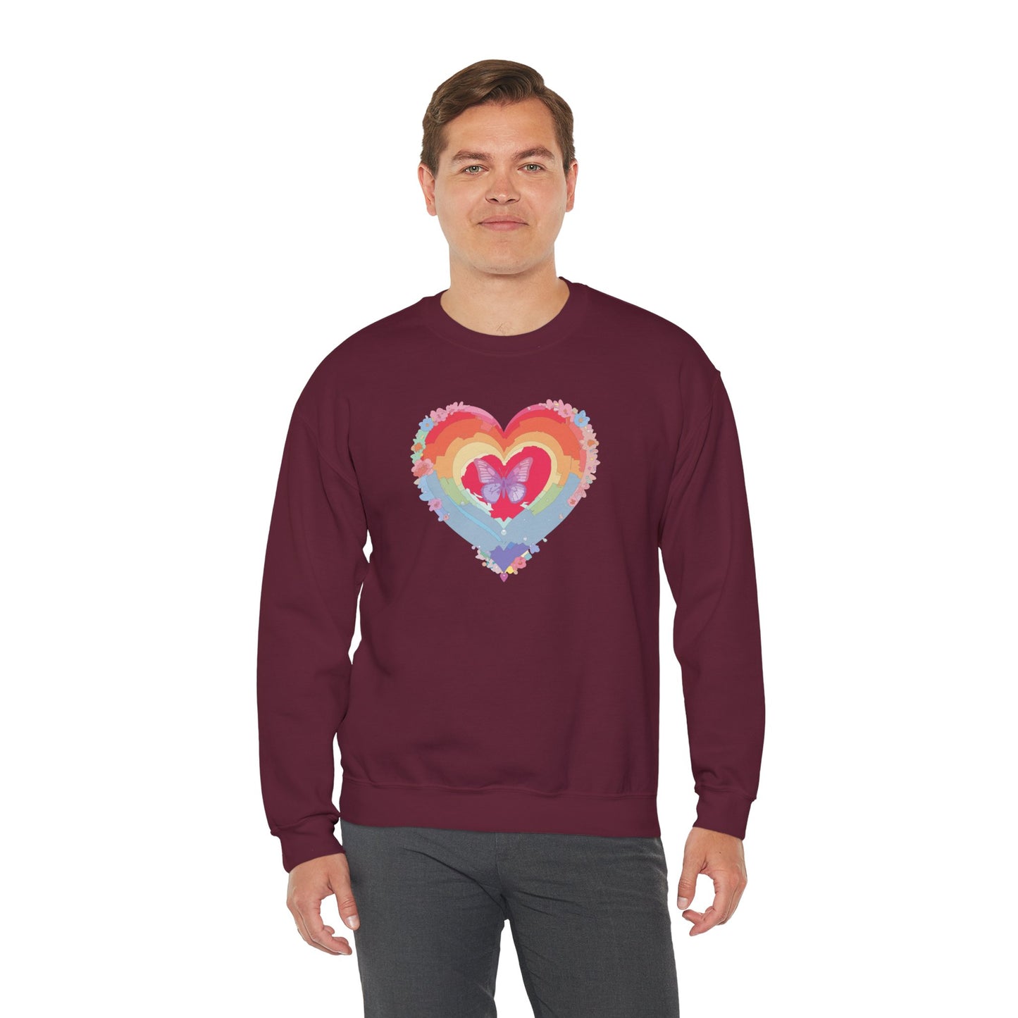 Rainbow Heart Sweatshirt, Floral Heart Sweatshirt, Floral Love Sweatshirt, Valentine's Day Sweatshirt, Rainbow Heart Floral Sweatshirt 116