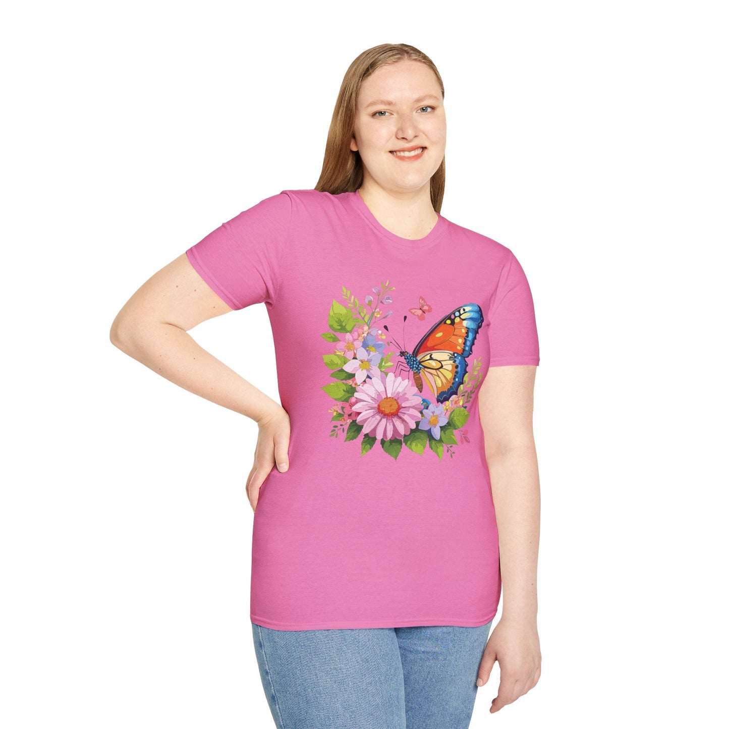 Butterfly T Shirt Unisex Short Sleeve Gildan Softstyle 64000 Monarch Butterfly Design Graphic