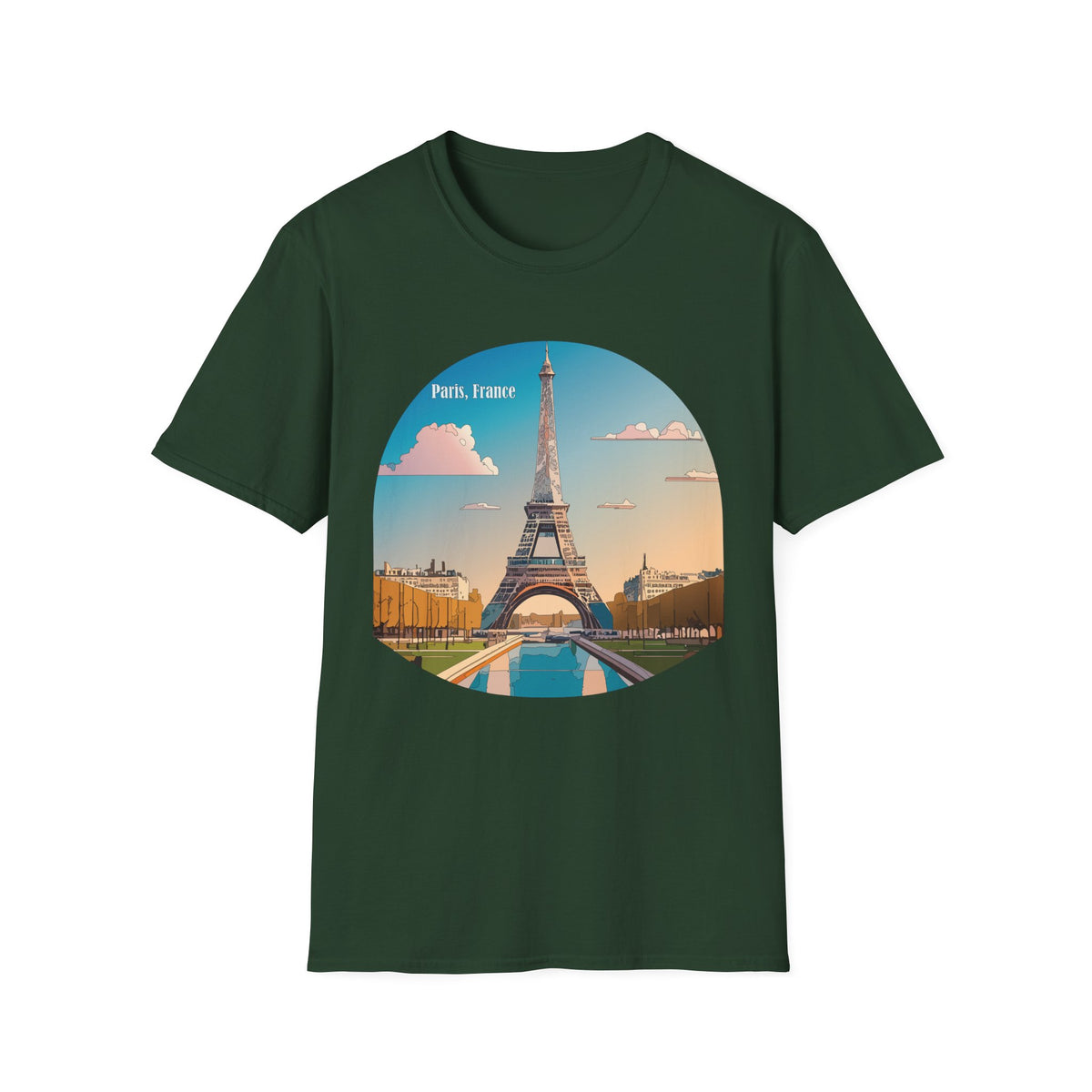 Paris Eiffel Tower Illustration T-Shirt | Paris, France Graphic Tee