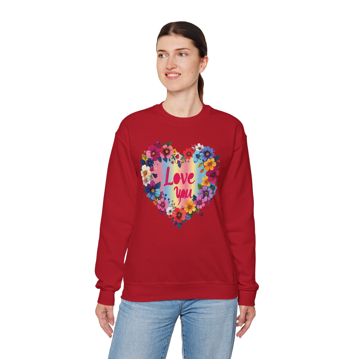 Floral Love You Heart Sweatshirt, Floral Heart Sweatshirt, Floral Love Sweatshirt, Valentine's Day Sweatshirt, Floral Sweatshirt 111