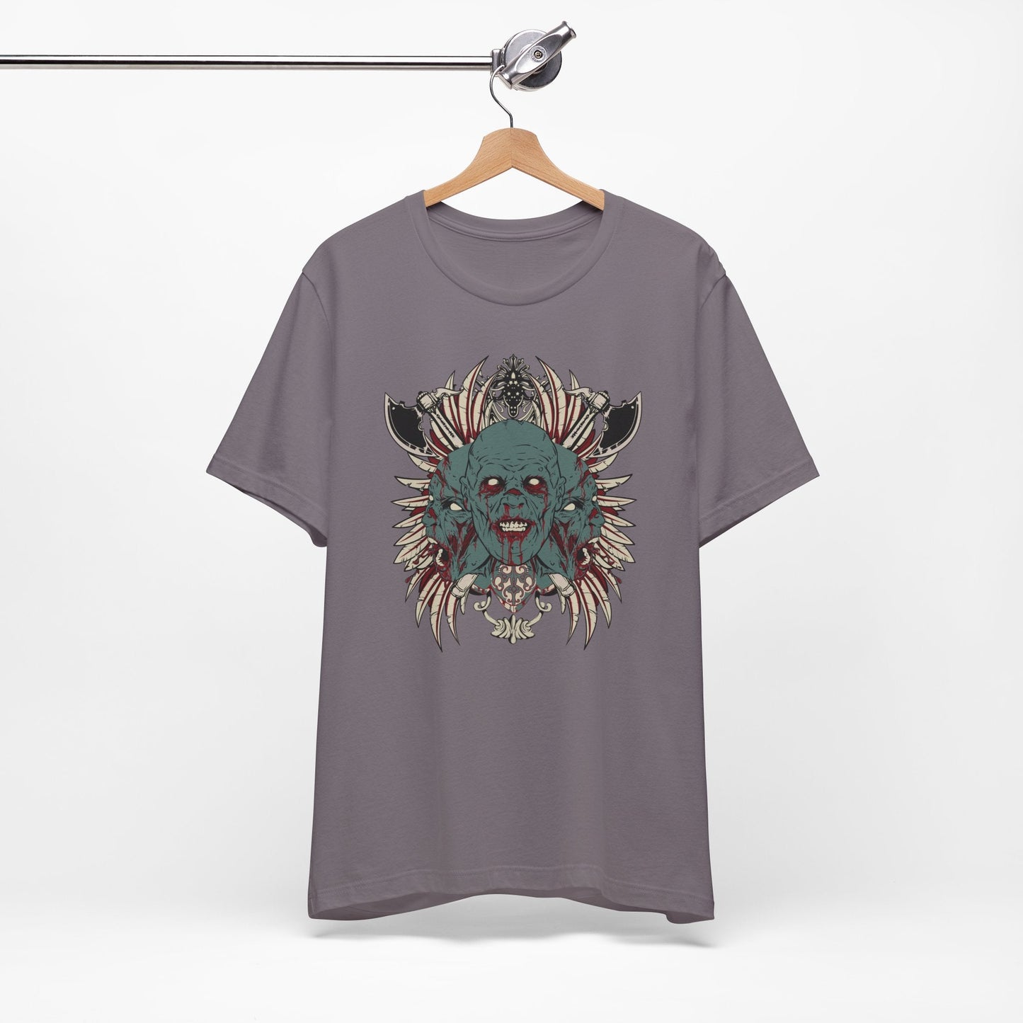 Zombie Skull Mandala T-Shirt Horror Graphic Tee, Gothic Skull Art-54-2