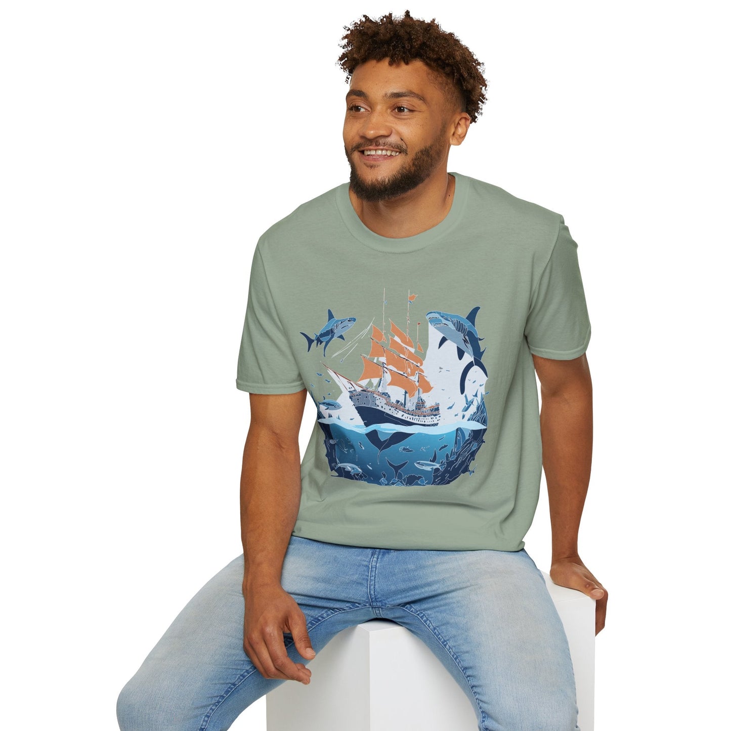 Ocean Graphic Unisex Softstyle Cotton Tee 18