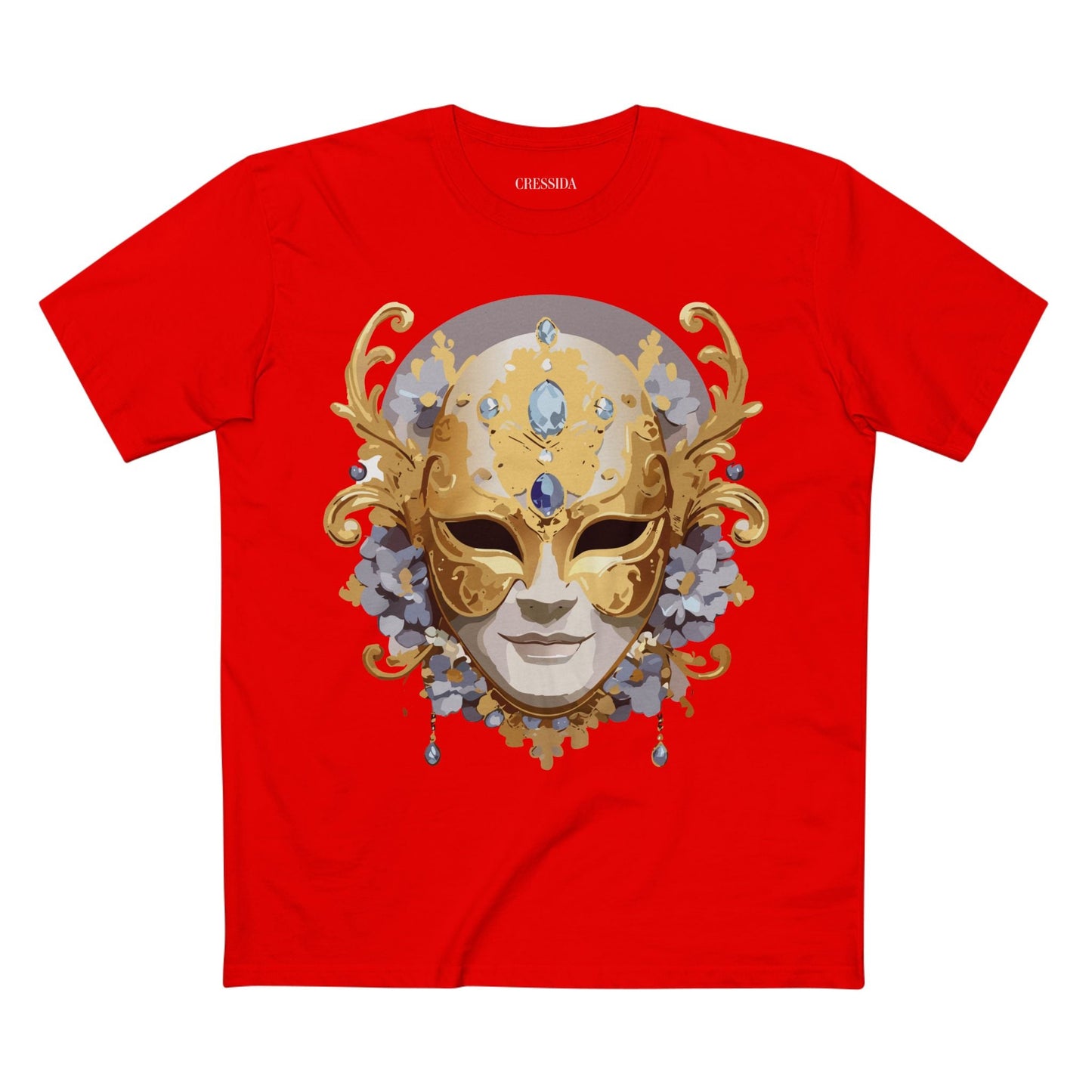 Carnival Mask Graphic T-Shirt Unisex 100 Cotton With Antique Gold Art Design Tee 6