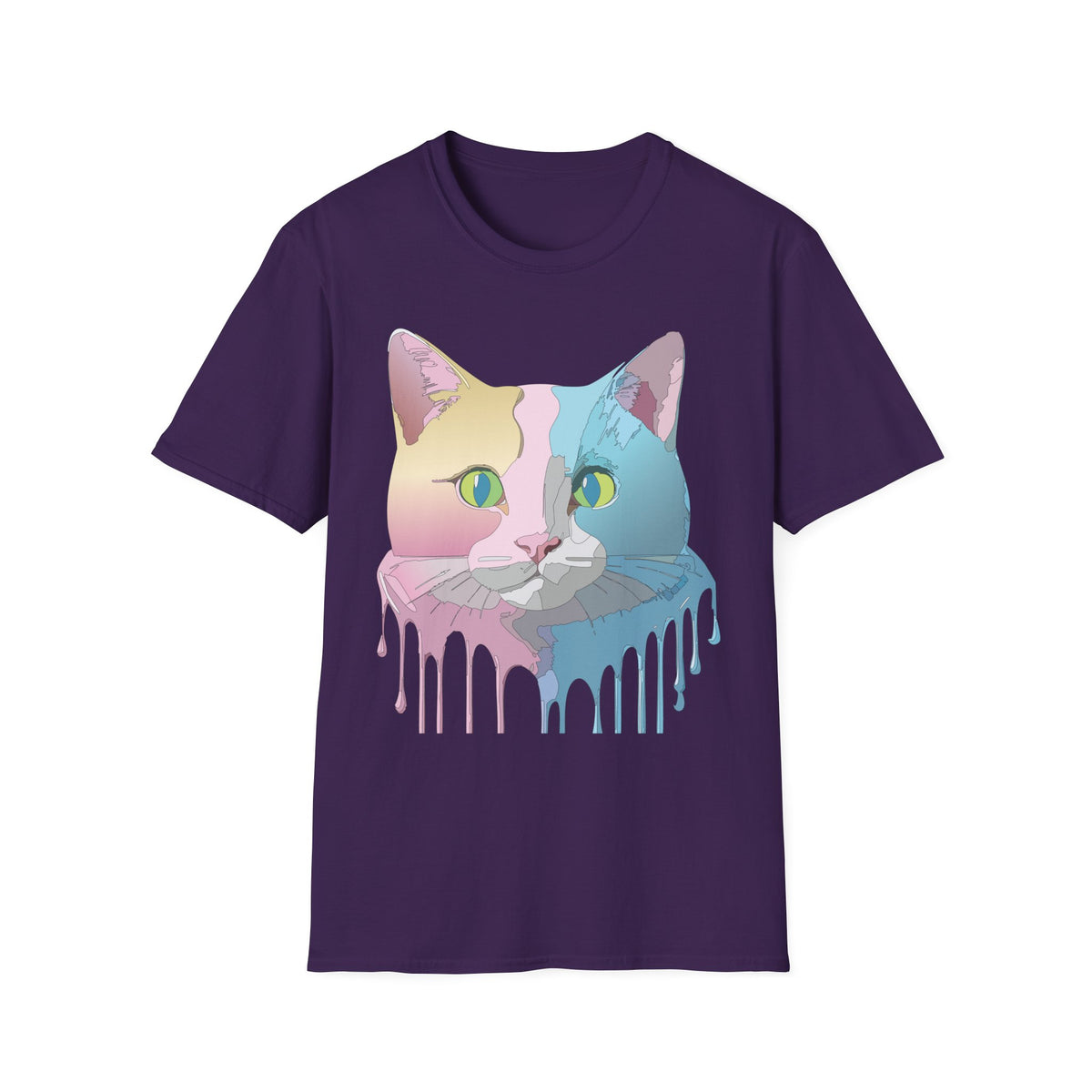 Pastel Pop Art Cat T-Shirt | Colorblock Kitty Face