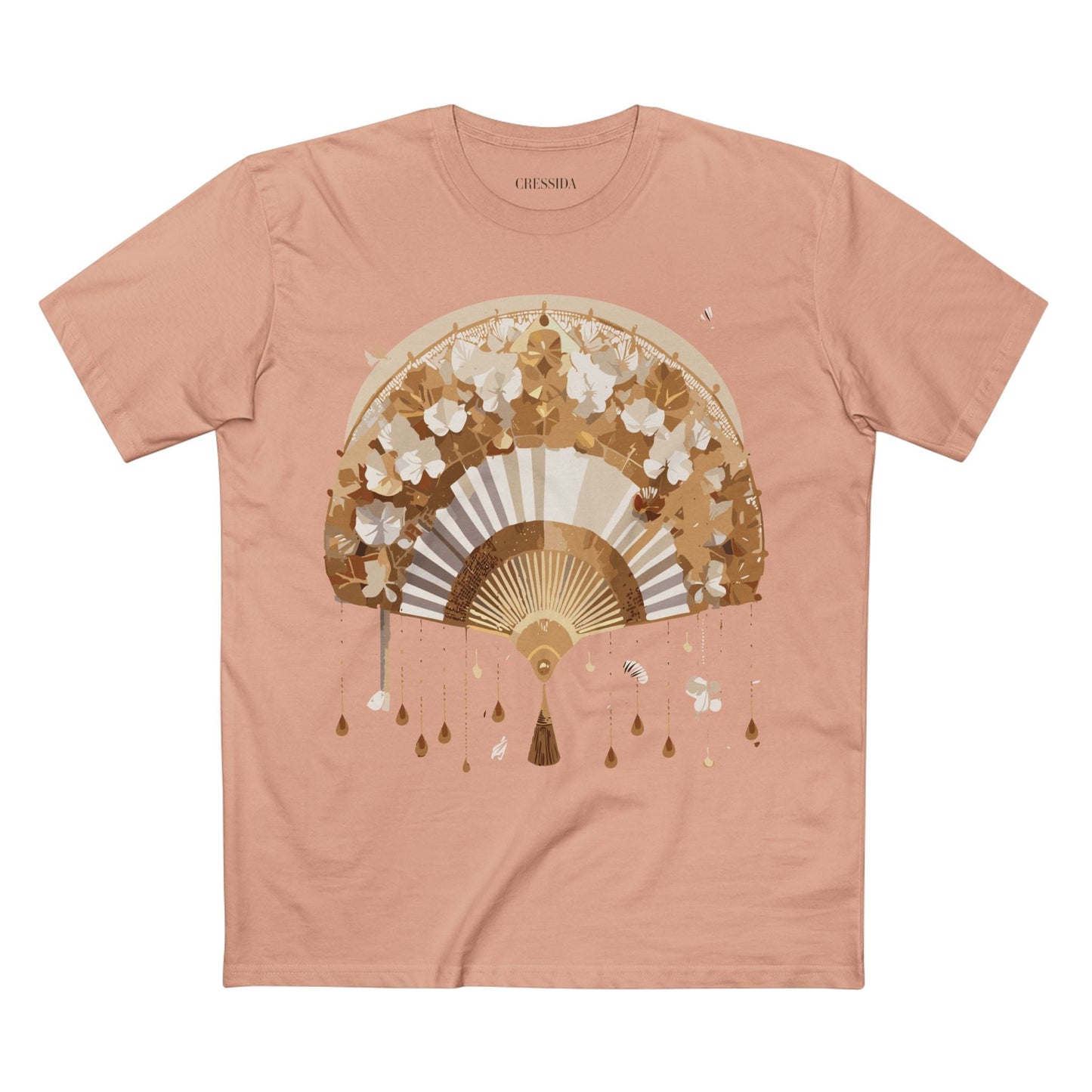 Antique Fan Graphic Design T-Shirt Unisex 100 Cotton Floral Carnival Artwork Tee 17