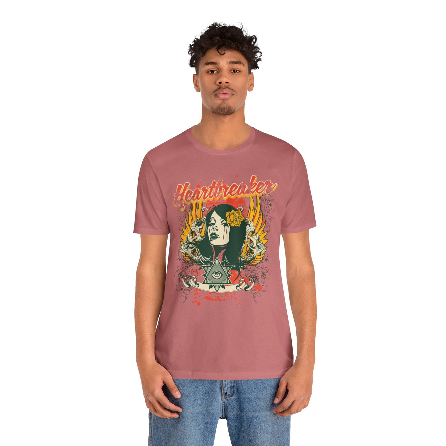 Heartbreaker Illustration Tee Retro Femme Portrait Floral Skull Graphic T-Shirt