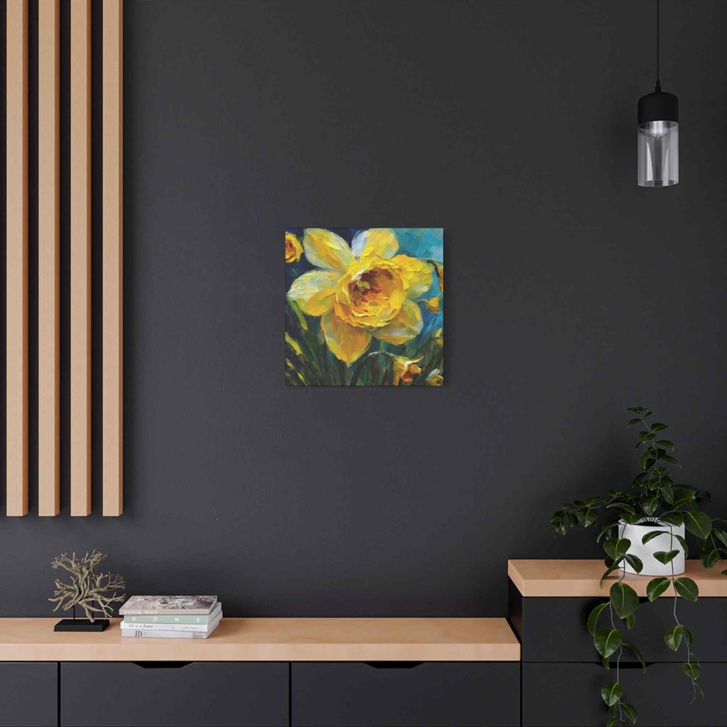 Narcissus Print Canvas, Floral Oil Paint Print 20x20, 24x24, 30x30, 32x32, 36x36 Art Design Pine-Wood Inner Frame MC-179