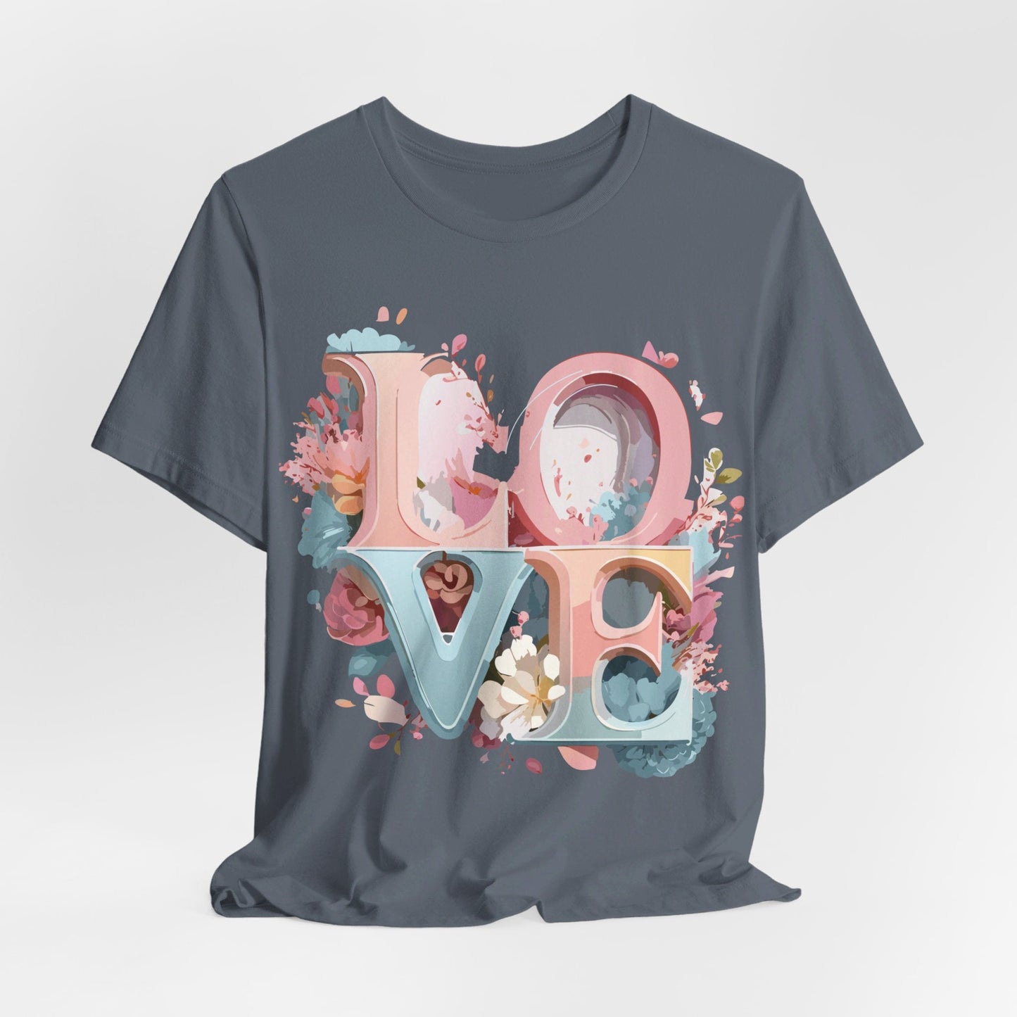 Valentine Day Graphic Unisex 100 Cotton Vintage Artwork with Love and Flower Design Tee 46