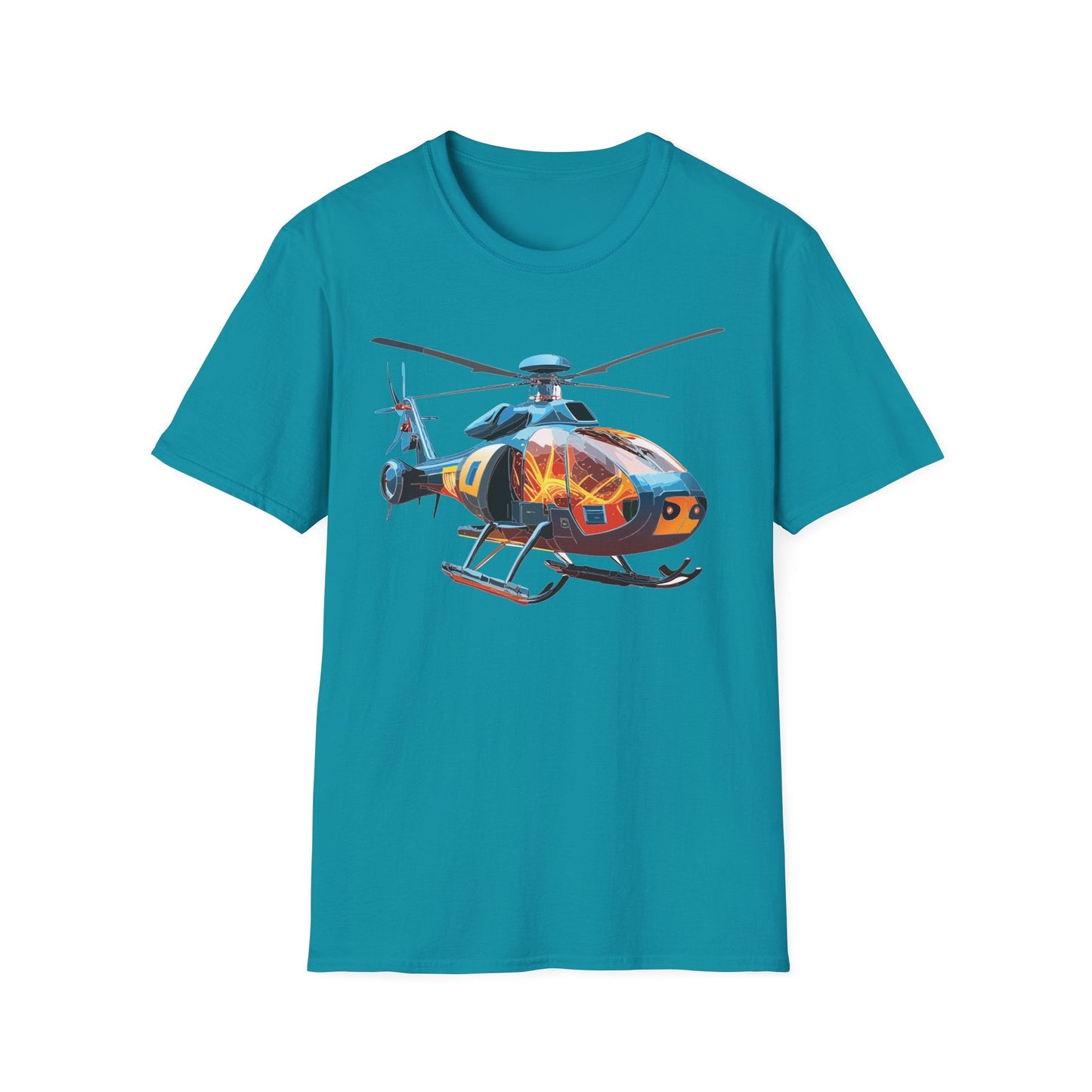Helicopter Chopper Shirt Unisex Gildan Softstyle 64000 Short Sleeve Tee For Everyday Wear