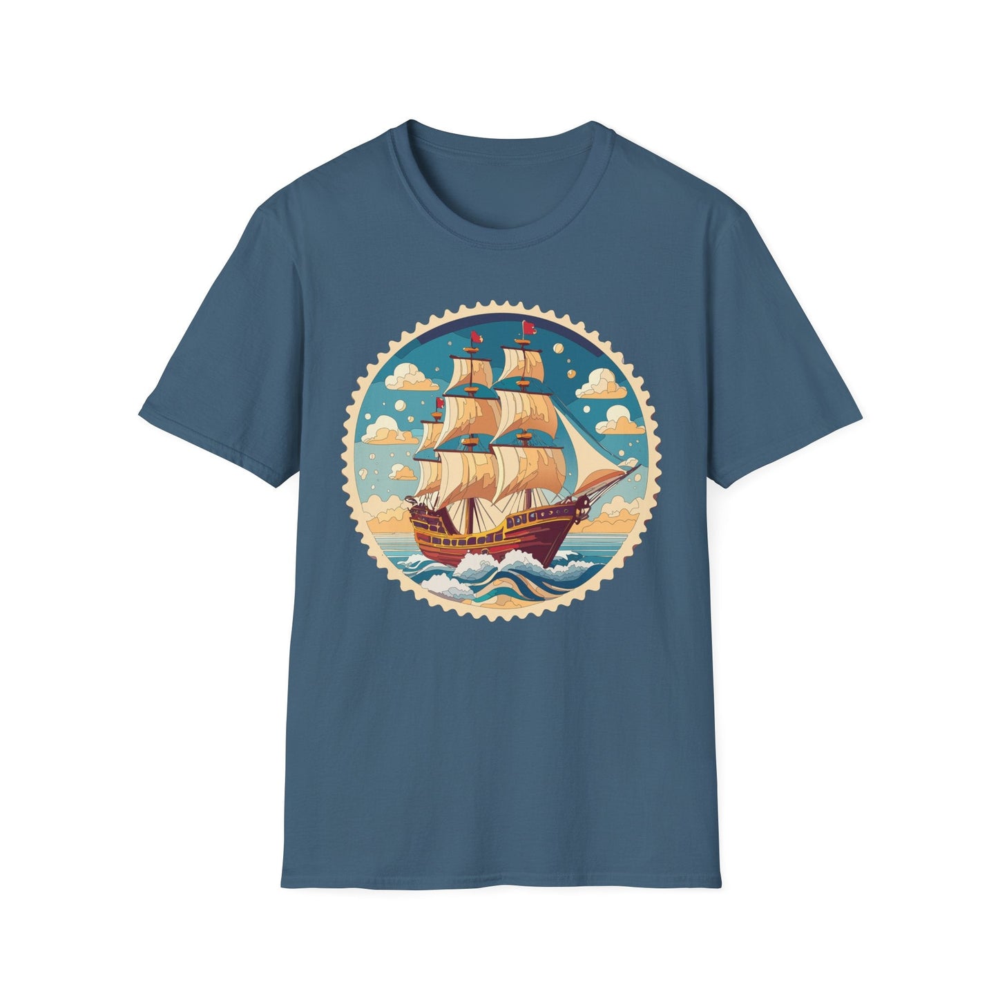 Frigate Ship T Shirt Unisex Short Sleeve 100 Percent Ring Spun Cotton Soft Tee Gildan 64000