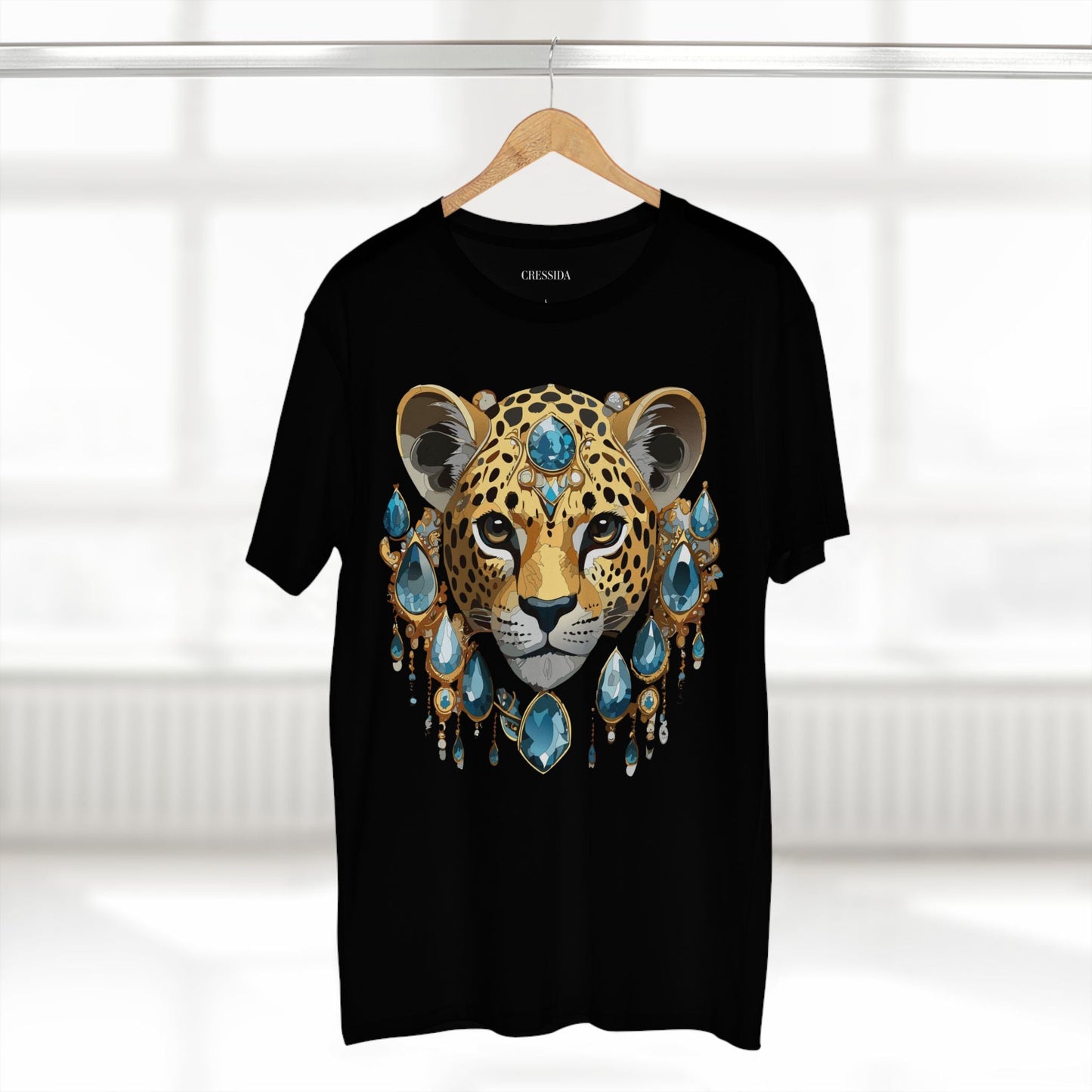Cheetah Graphic Unisex 100 Cotton Tee With Unique Animal Golden Medallion Art Design 48