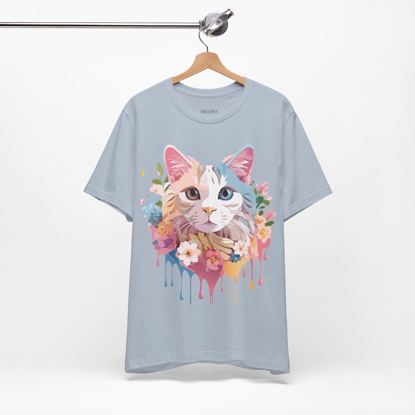 Cat Graphic Tee Unisex Short Sleeve Shirt With Adelpha Artwork