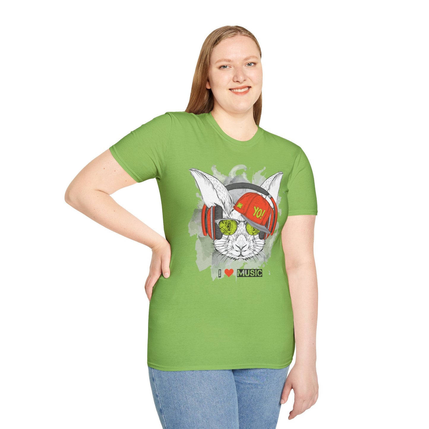 Unisex Music Animals Shirt With Headphones Softstyle Short Sleeve Tee Gildan 64000
