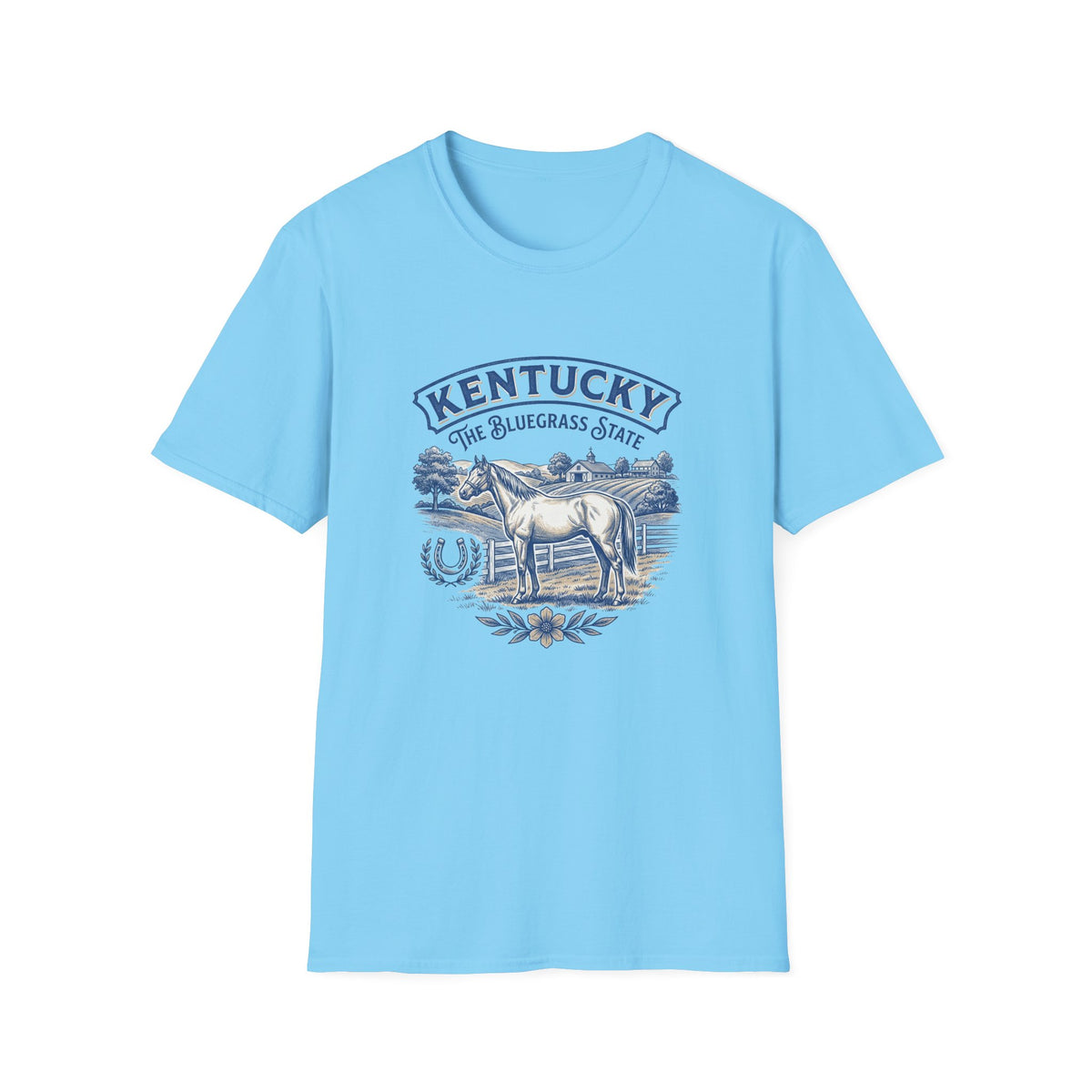 Kentucky Horse & Bluegrass State Travel Tourist Graphic Design Unisex 100 Cotton Gildan T-Shirt