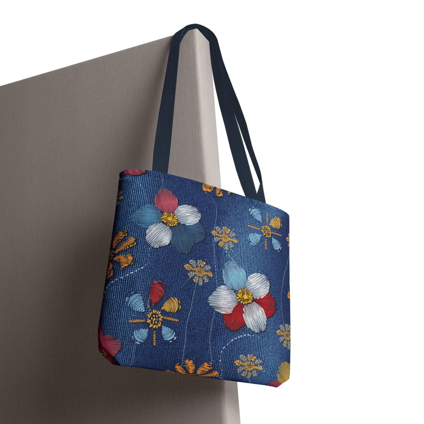 Denim Fabric Imitation Print Unisex Canvas Bag Poly Spun 3 Sizes Tote Bag 159-8