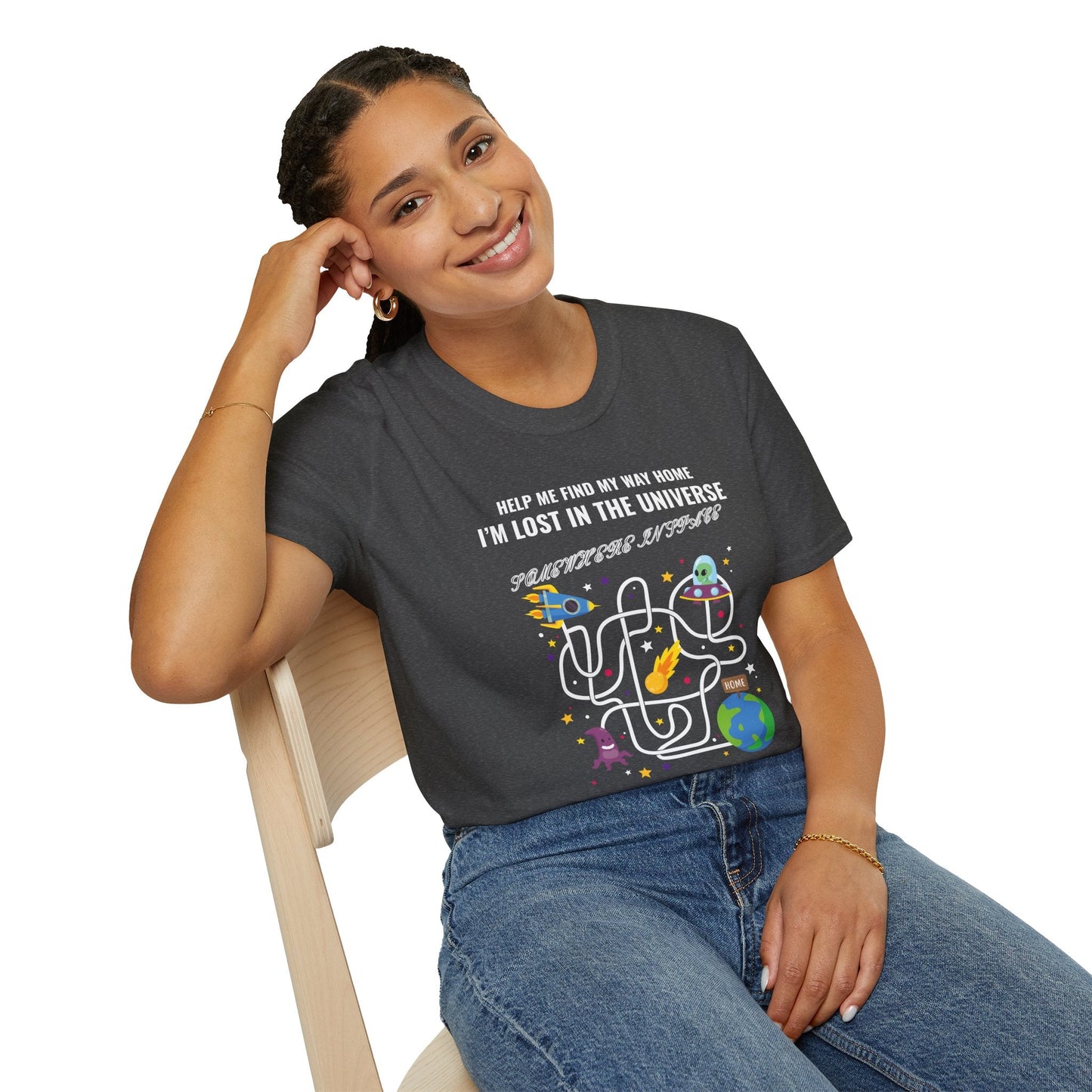 Lost in the Universe Maze TShirt Unisex Cotton Funny Space Puzzle Tee
