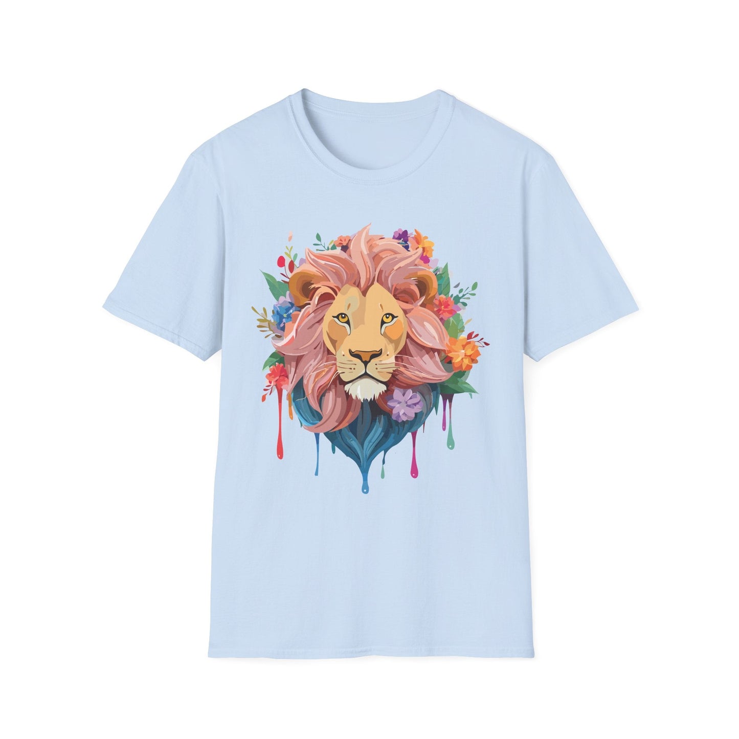 Lion Shirt Unisex Floral Lion Tee Animal Print Softstyle Tee