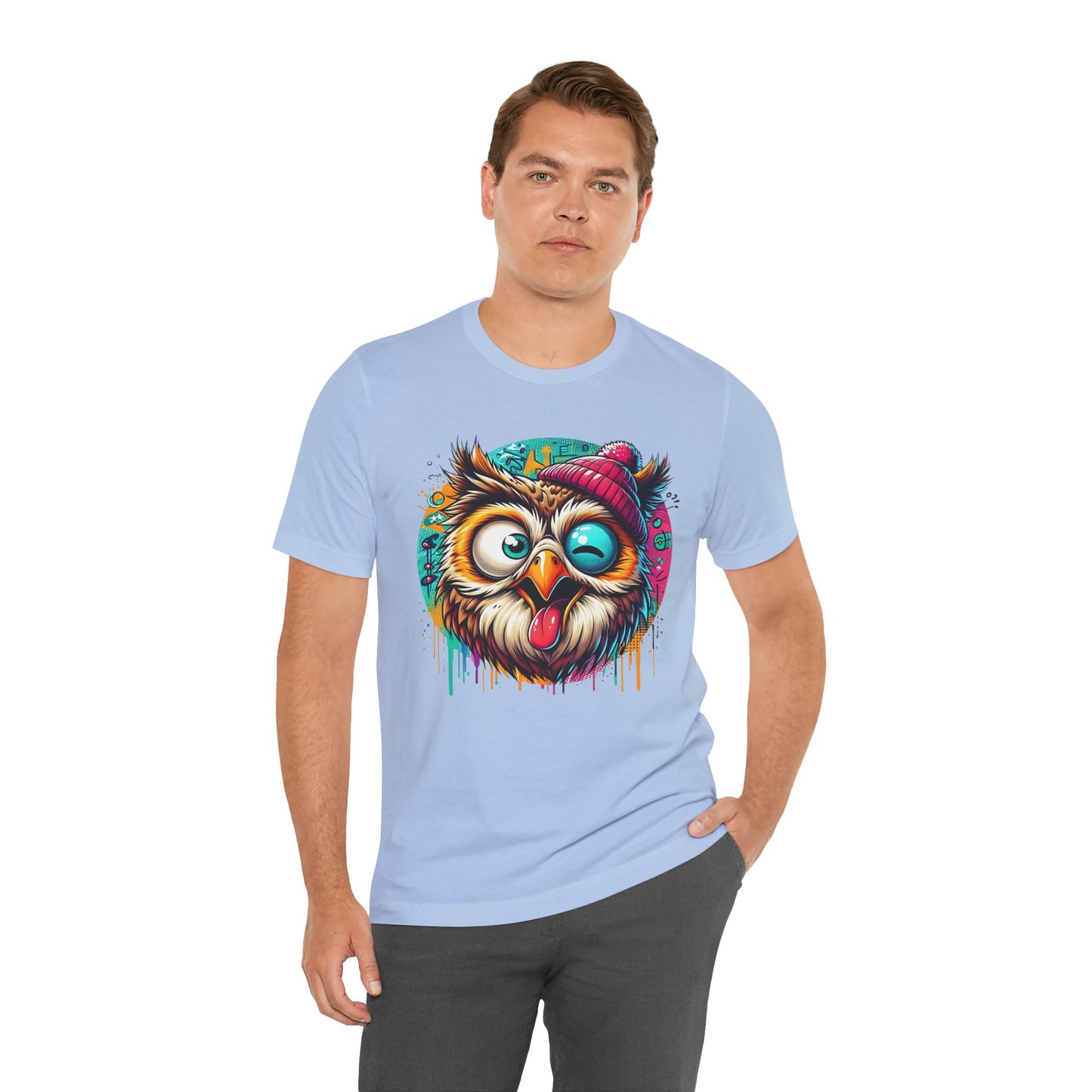 Colorful Owl Graphic Tee, Fun Owl Shirt, Funny Bird Shirt, Cute Cartoon Tees, Animal T-Shirt, Animal Tees, Art Design T-Shirt