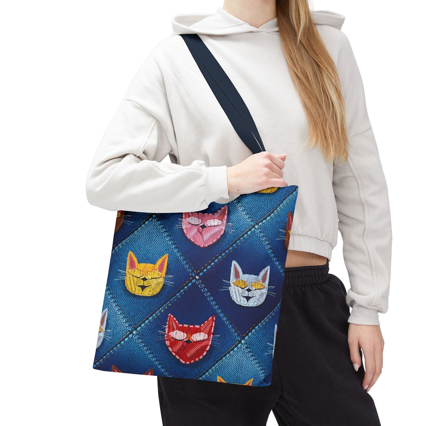 Love Day Graphic Design Denim Fabric Imitation Print Unisex Canvas Bag POLY 3 Sizes Tote Bag 201-21