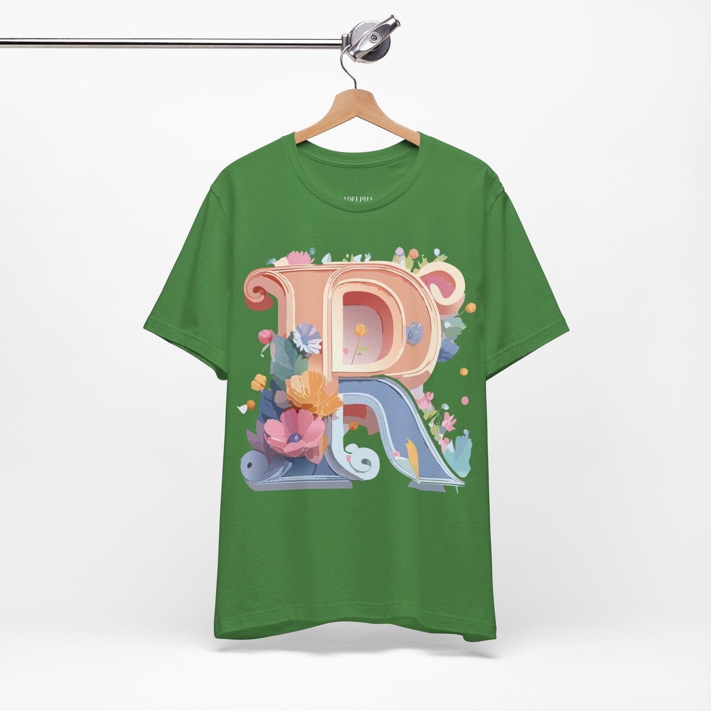 Letter R Shirt Unisex Graphic Tee Premium Cotton Vintage Inspired Art By Adelpha Short Sleeve