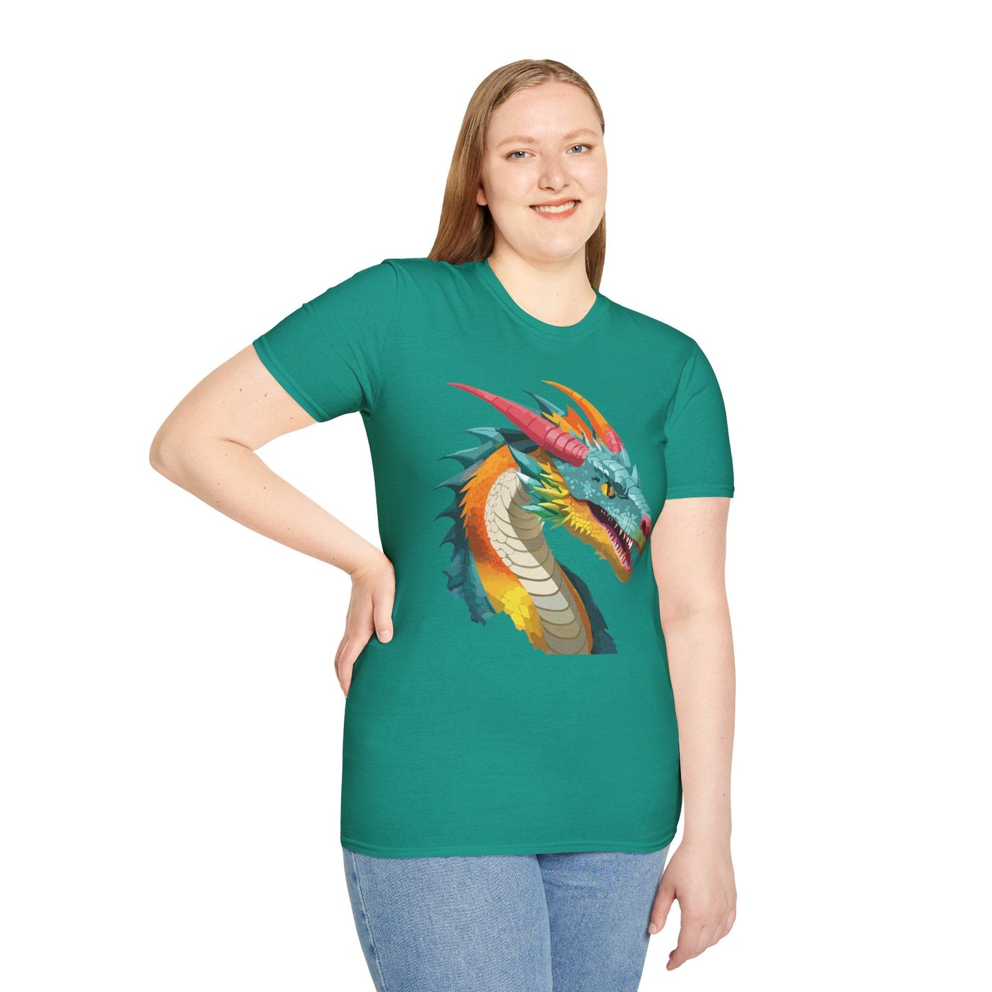 Dragon T Shirt Unisex Softstyle Art Design Tee With Animals Theme Gildan 64000 Premium Quality
