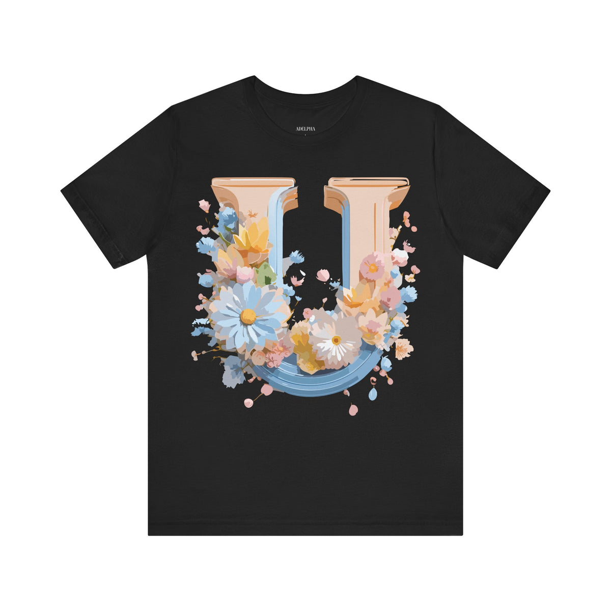 Letter U Graphic Unisex Cotton Bella+Canvas Tee with Art Letter Design