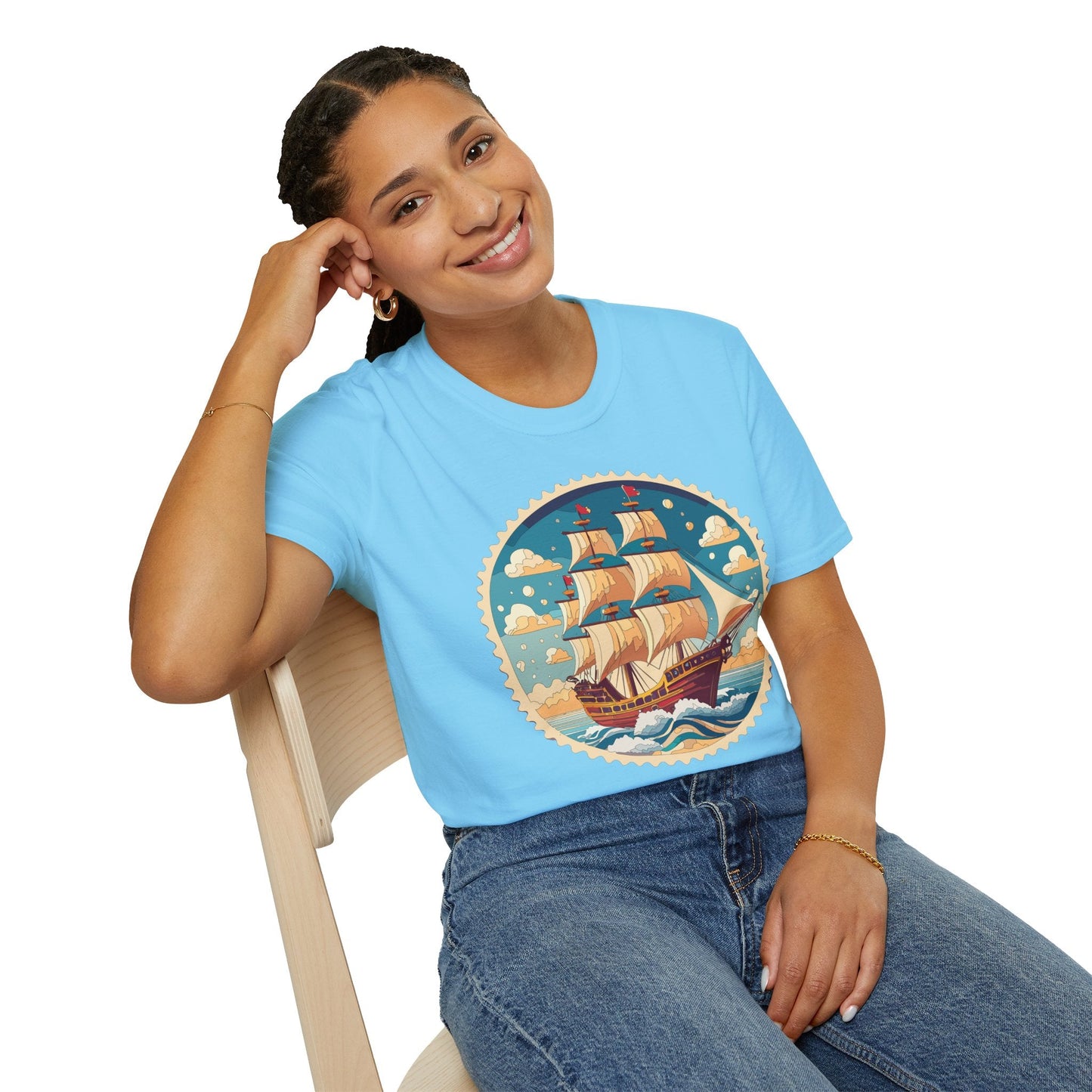 Frigate Ship T Shirt Unisex Short Sleeve 100 Percent Ring Spun Cotton Soft Tee Gildan 64000