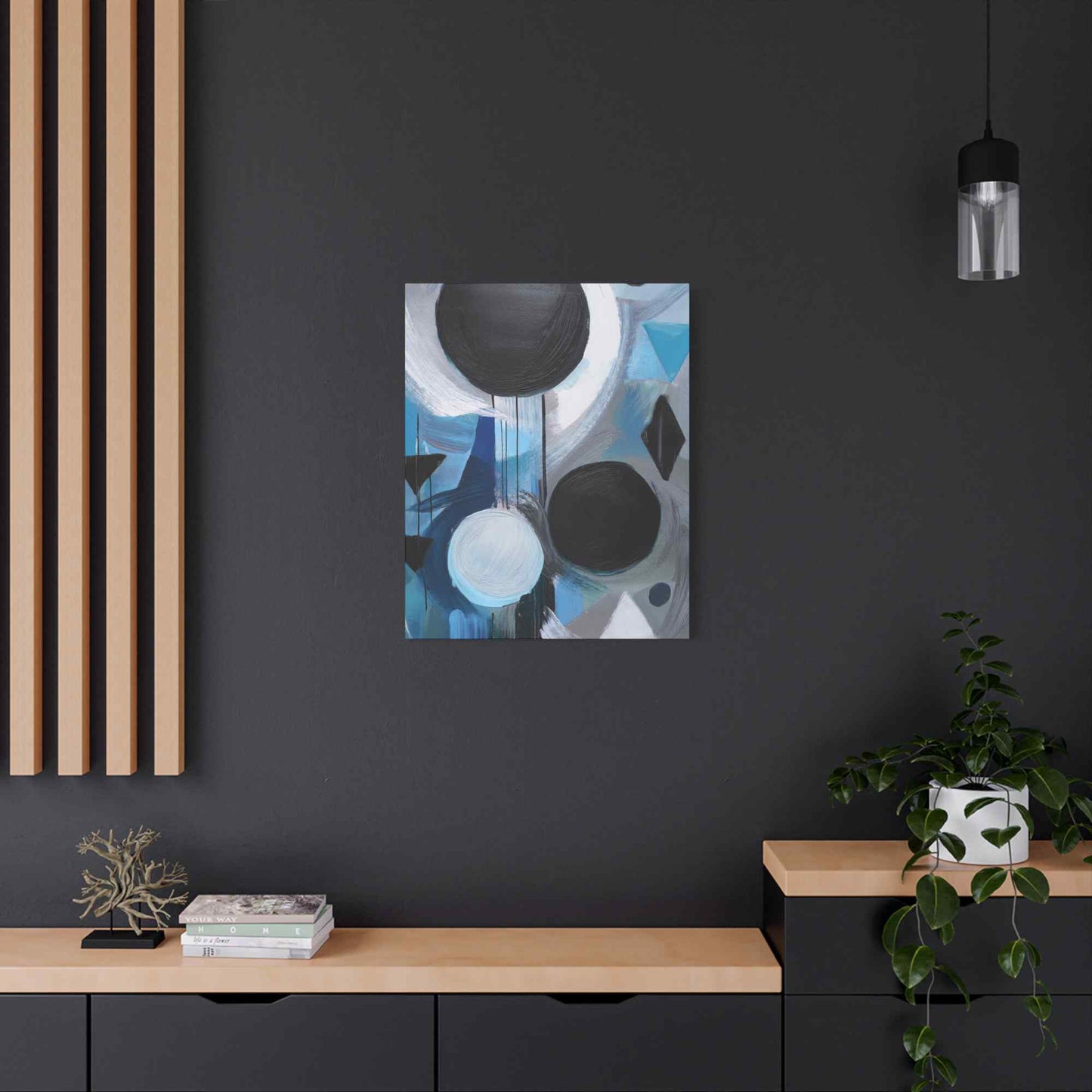 Blue Abstract Painting Print Canvas 20x24,20x30,24x30, 24x32,24x36,30x40, 32x48,36x48,40x60 Pine-Wood Inner Frame ABS-30
