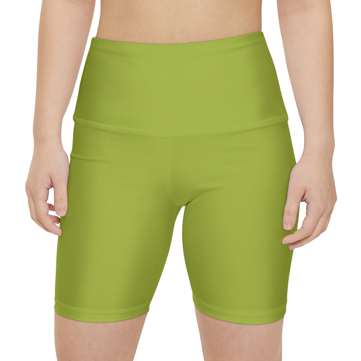 Lime Green Women's Lime High-Waist Workout Shorts — Lightweight Active Bike Shorts