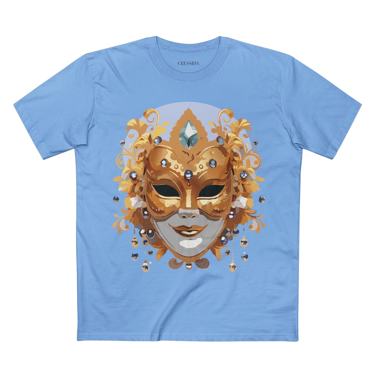 Carnival Mask Graphic T-Shirt Unisex 100 Cotton With Antique Gold Art Design Tee 1
